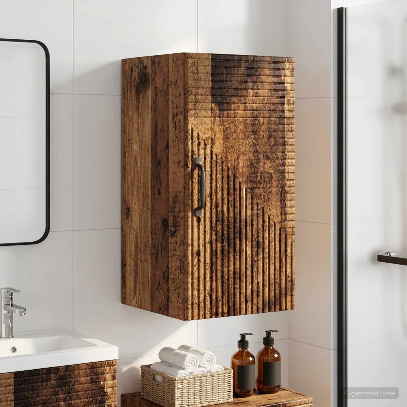 Armario de pared para baño HAARLEM Madera envejecida