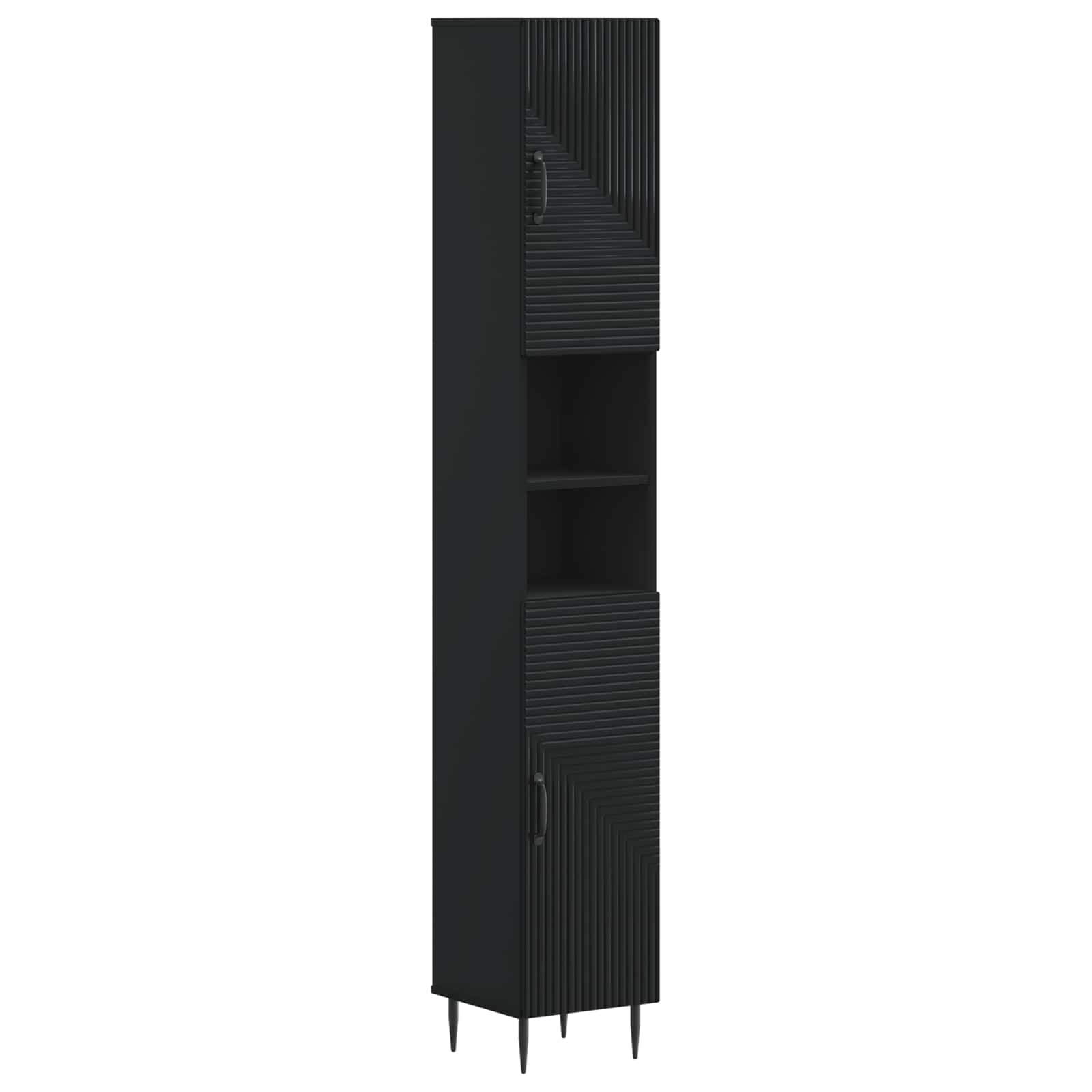 Badkamerkast met Open Plank HAARLEM Zwart 30 x 31 x 190 cm – afbeelding 1