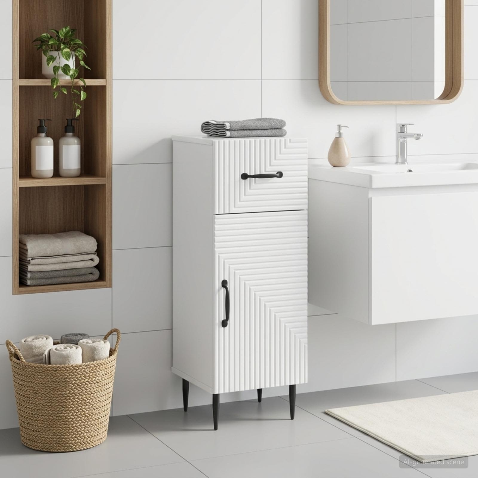 vidaXL Badkamer Opbergkast HAARLEM Hoogglans Wit 30 x 31 x 80 cm