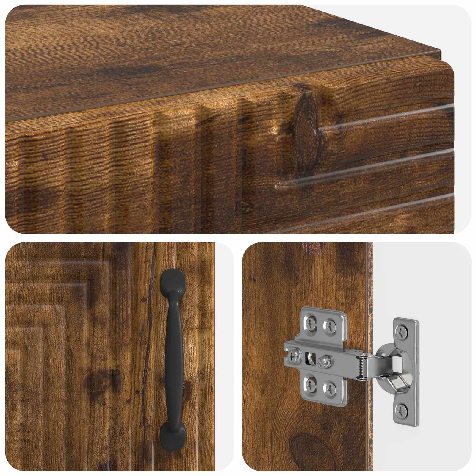 Armario de Almacenamiento para Baño HAARLEM Roble Ahumado 7