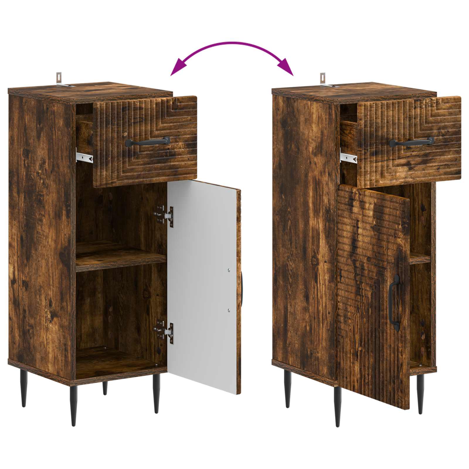 Armario de Almacenamiento para Baño HAARLEM Roble Ahumado 8