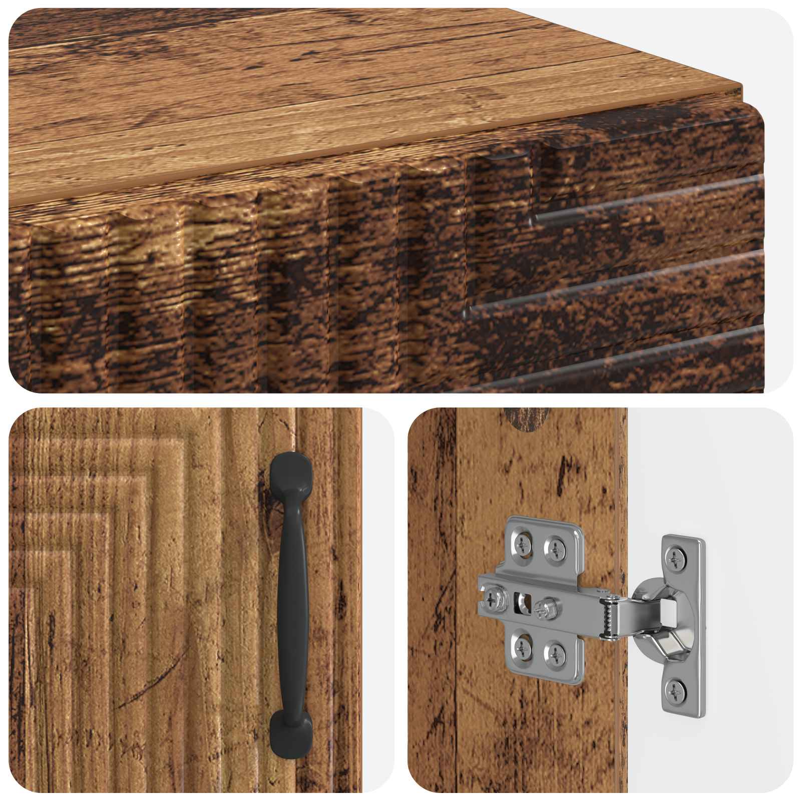 Armario de Almacenamiento para Baño HAARLEM Madera envejecida 7