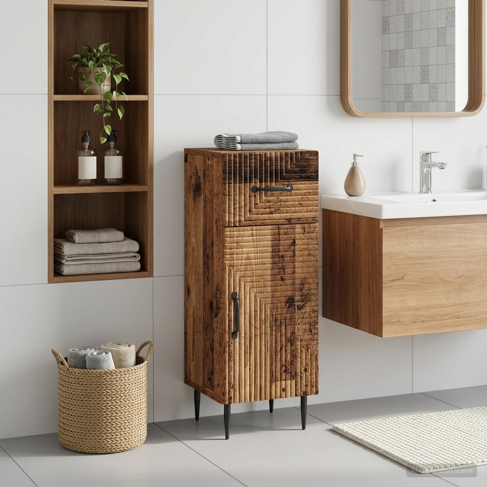 Armario de Almacenamiento para Baño HAARLEM Madera envejecida