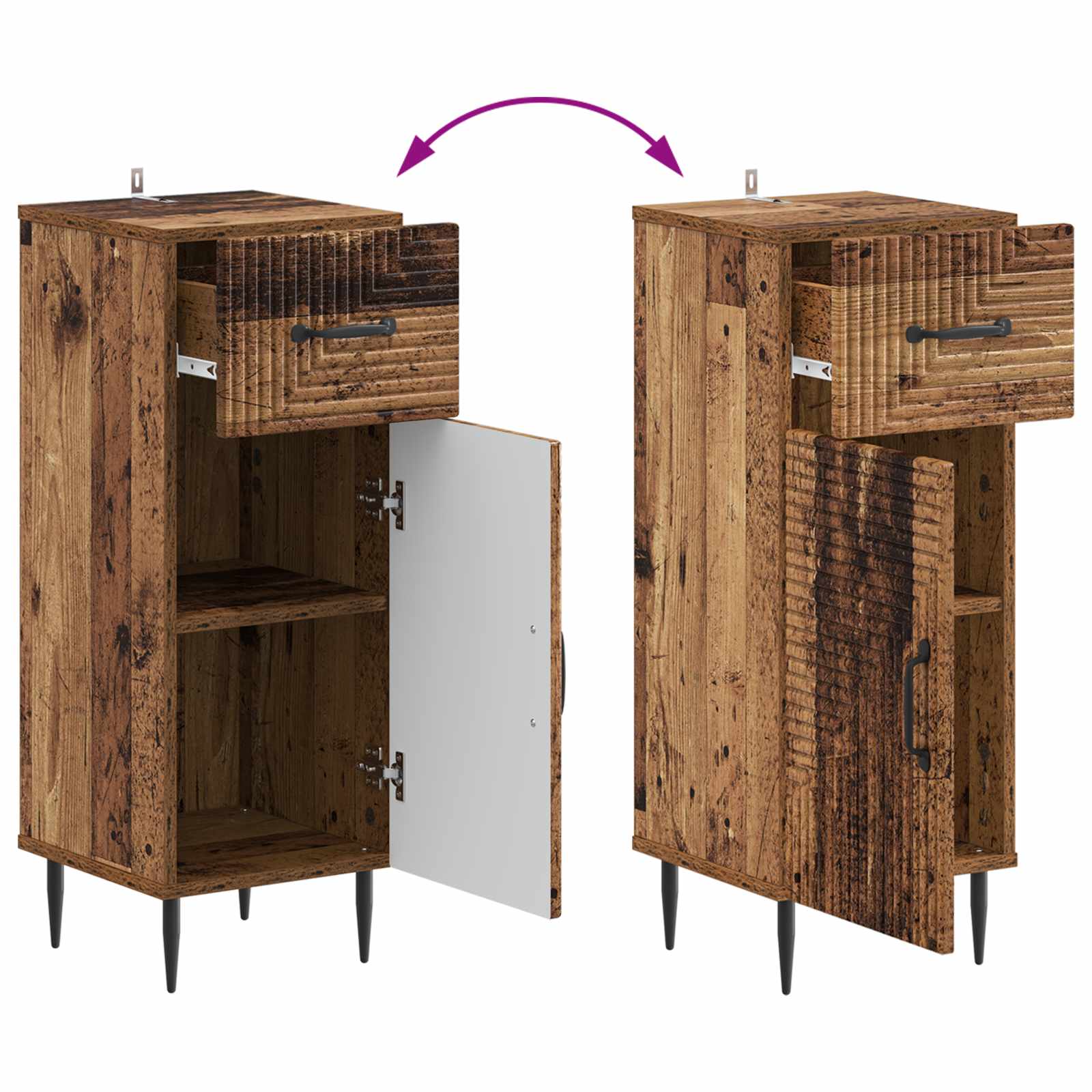 Armario de Almacenamiento para Baño HAARLEM Madera envejecida 8