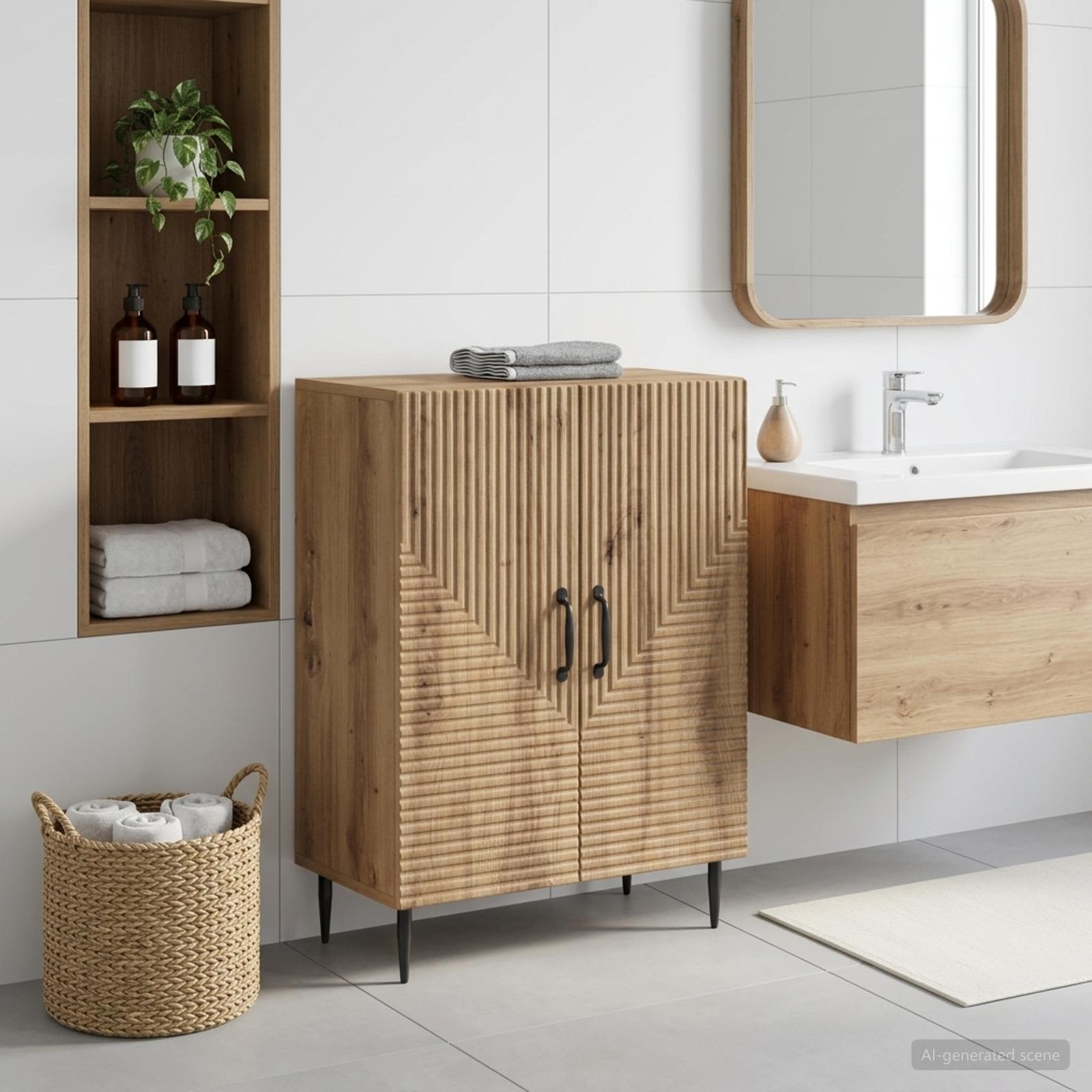 Vannitoa hoiukapp HAARLEM Artisan tamm 59,5 x 31 x 80 cm