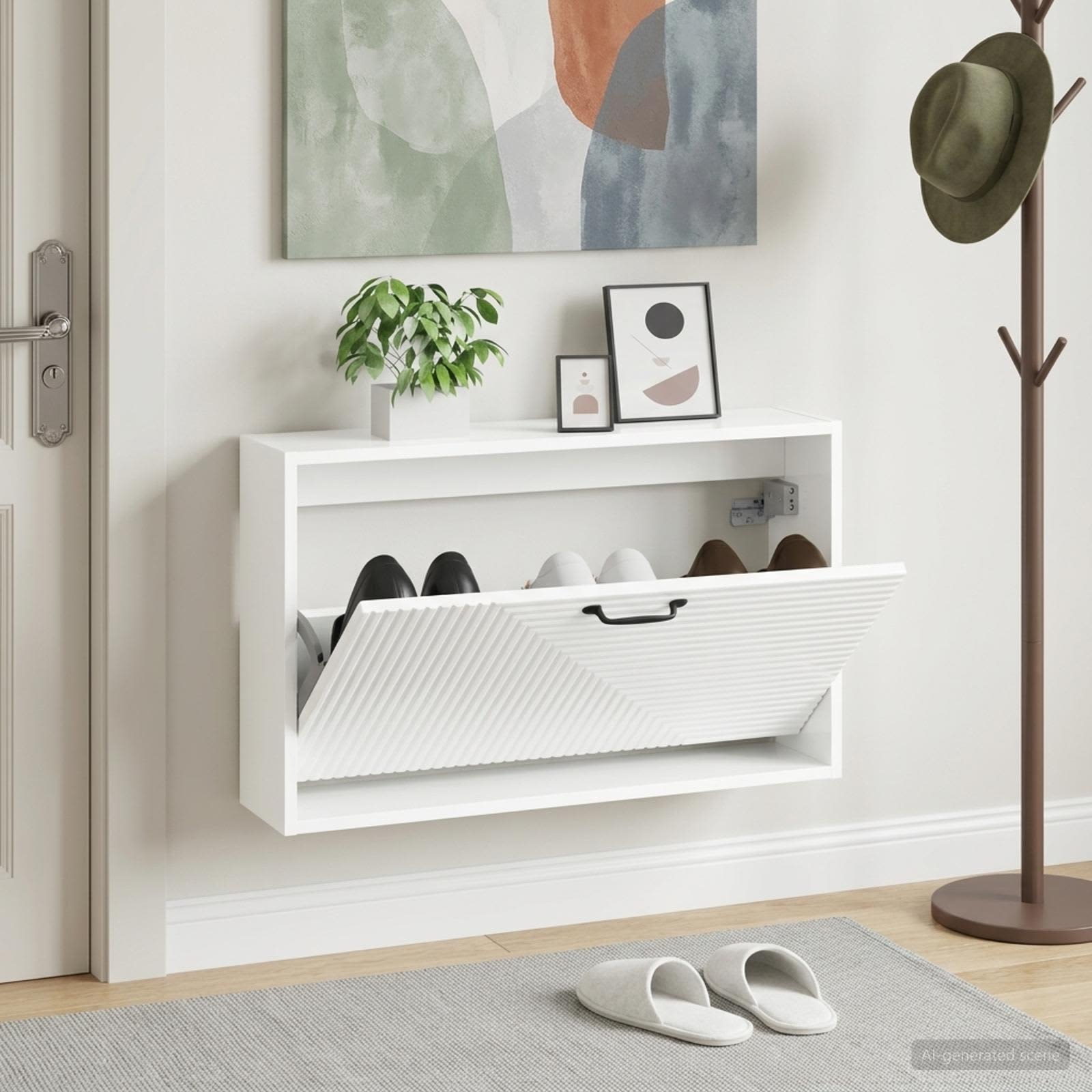 vidaXL Wandgemonteerde Schoenkast HAARLEM 71 x 17 x 43 cm Bewerkt hout