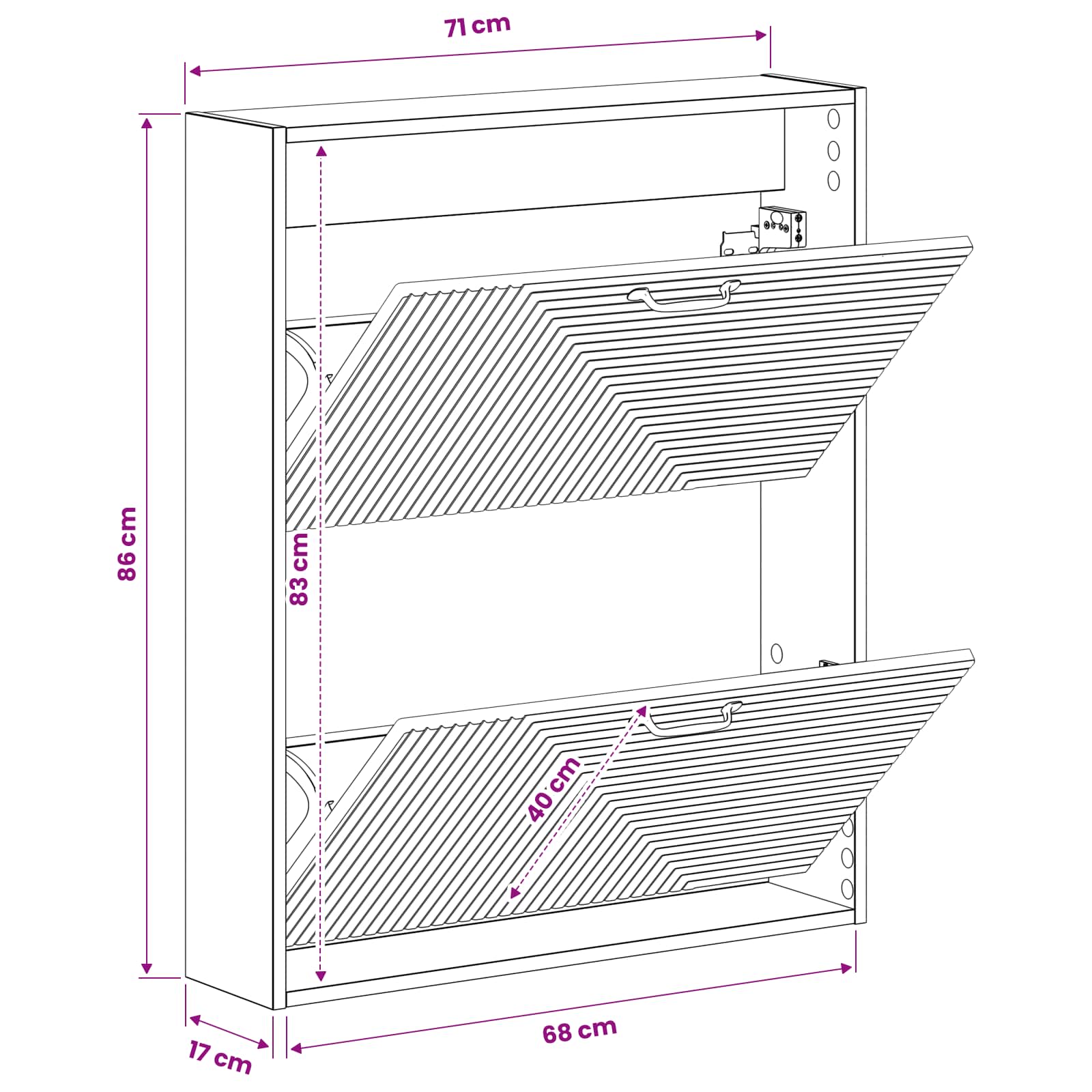 Wandgemonteerde Schoenkast HAARLEM 71 x 17 x 86 cm Bewerkt hout image 7