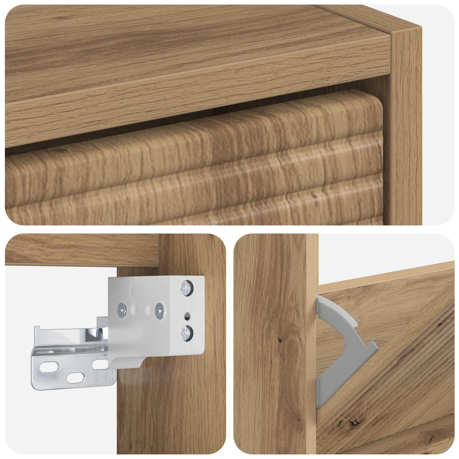 Wandgemonteerde Schoenkast HAARLEM 71 x 17 x 86 cm Bewerkt hout image 6