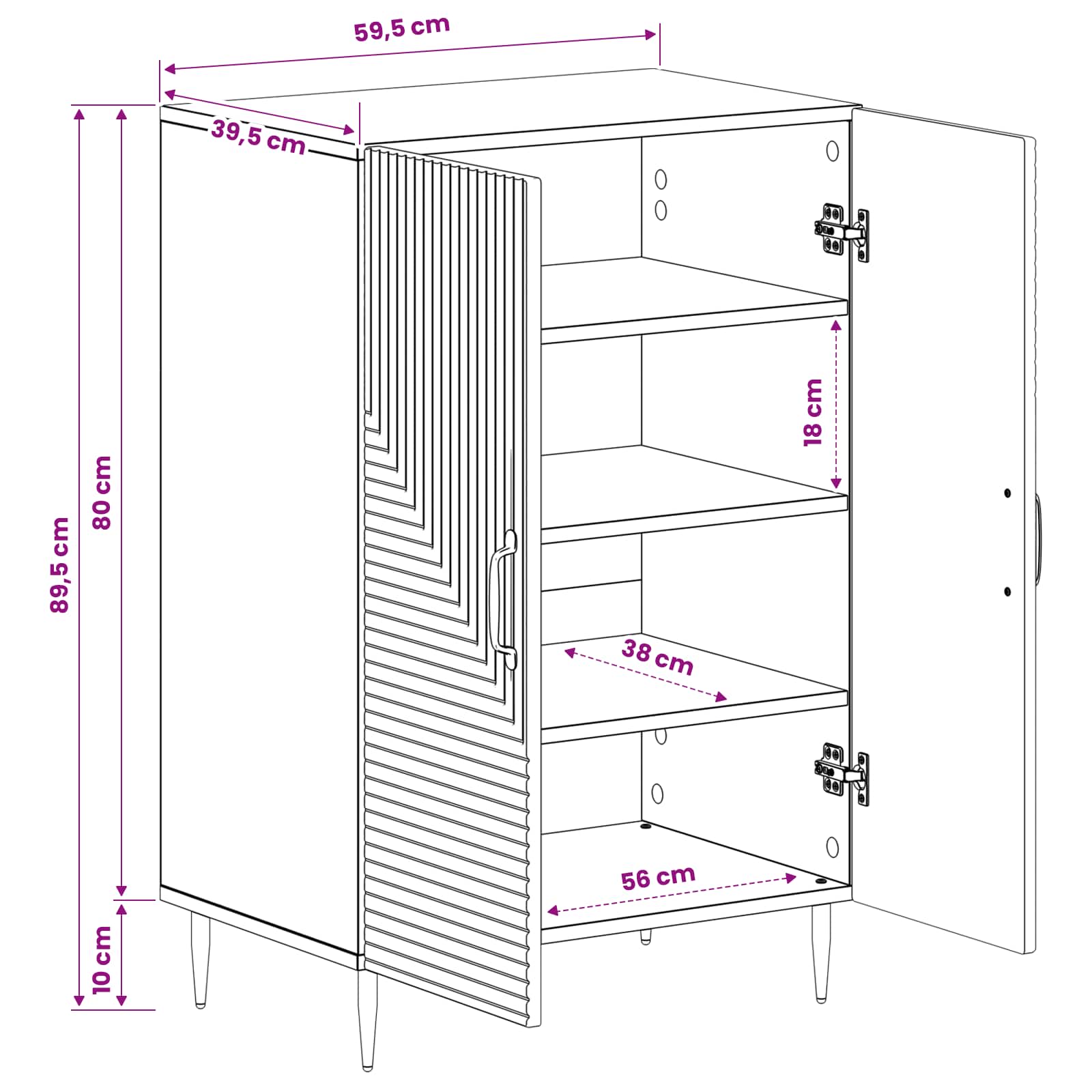 Shoe Cabinet HAARLEM size guide