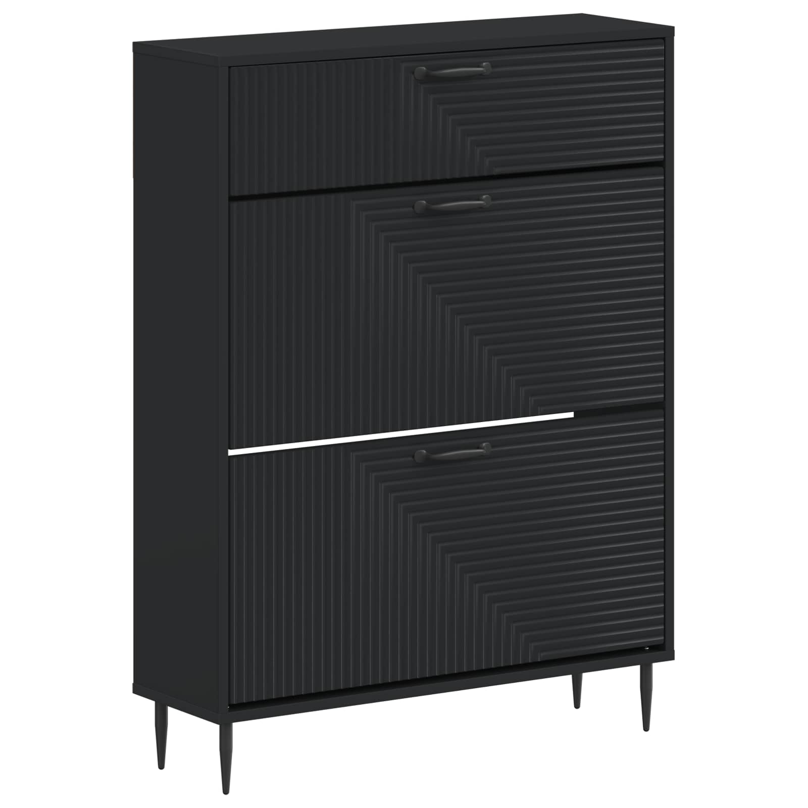 Schoenenkast HAARLEM 78 x 24 x 103 cm Bewerkt hout Zwart image 1