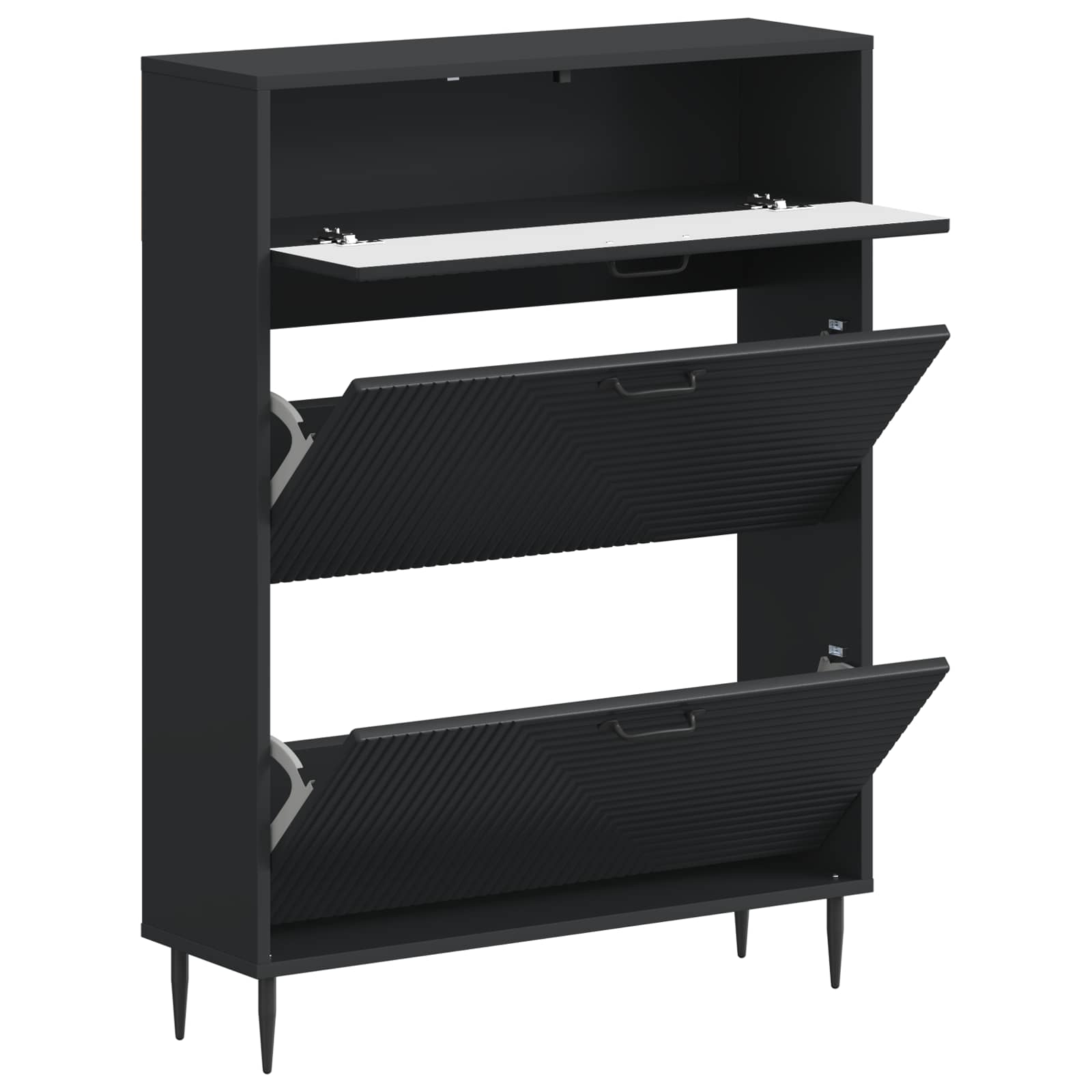 Schoenenkast HAARLEM 78 x 24 x 103 cm Bewerkt hout Zwart image 2