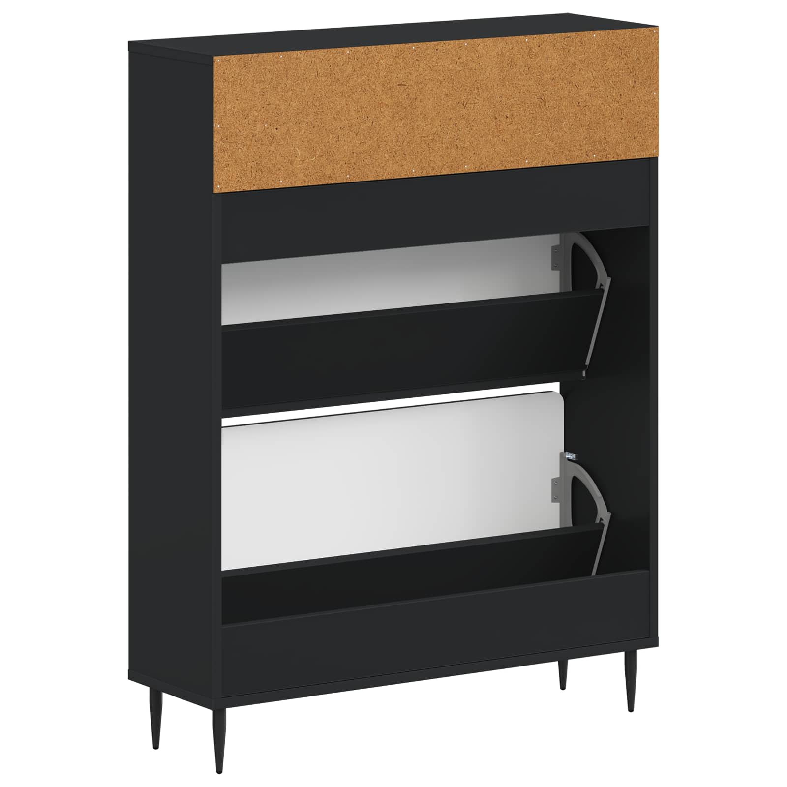 Schoenenkast HAARLEM 78 x 24 x 103 cm Bewerkt hout Zwart image 5