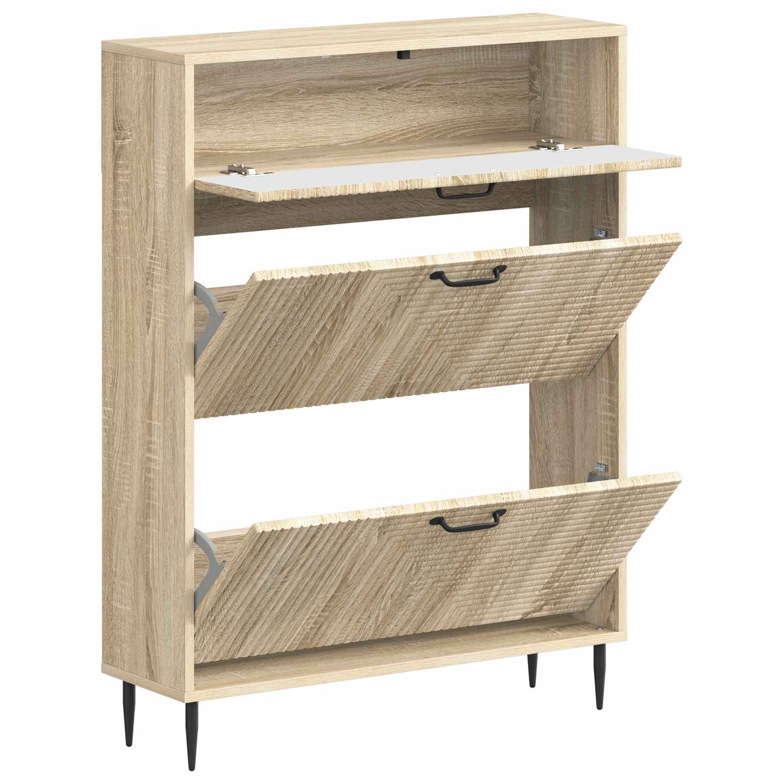 Schoenenkast HAARLEM 78 x 24 x 103 cm Bewerkt hout Sonoma Eiken image 2