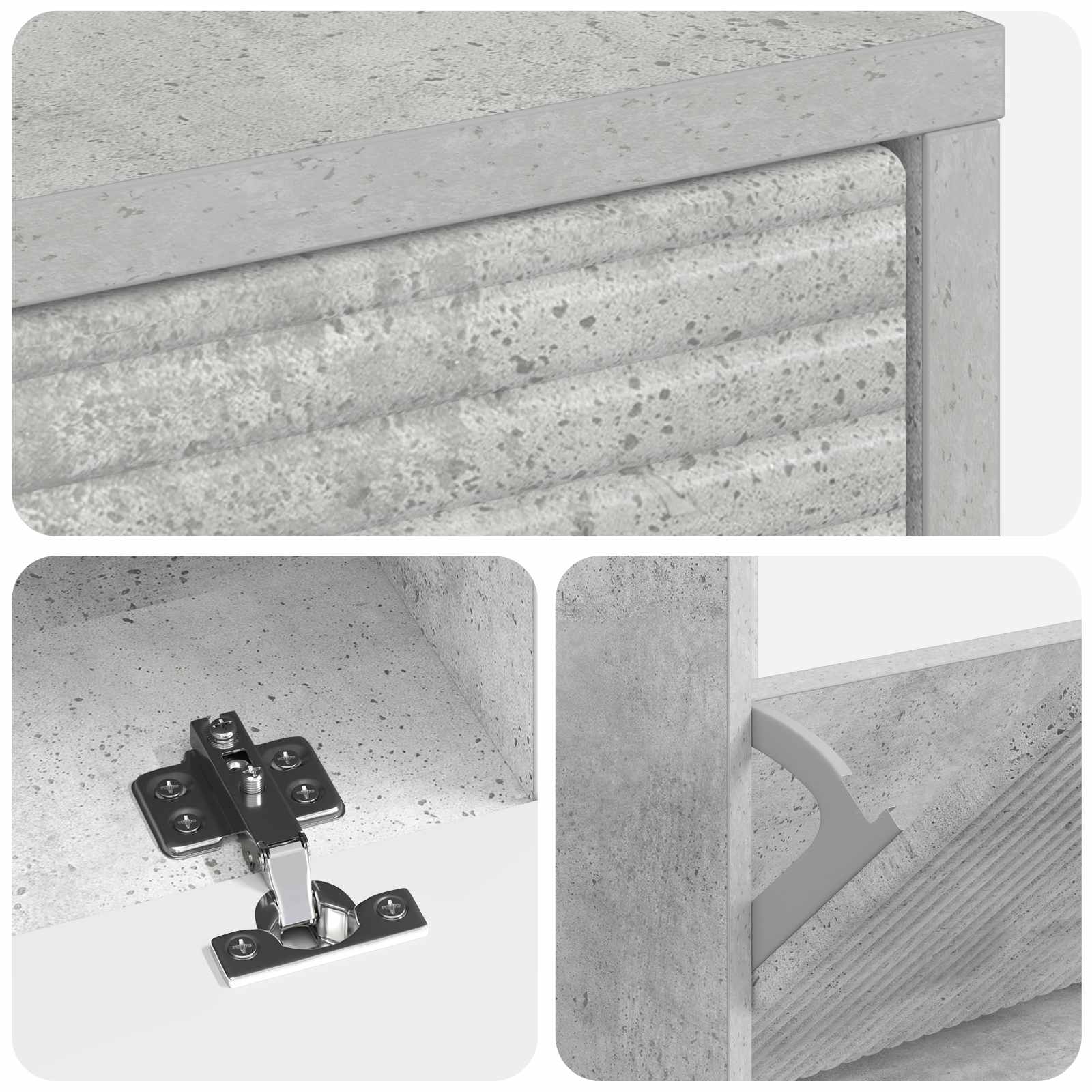 Schoenenkast HAARLEM 78 x 24 x 103 cm Bewerkt hout Betongrijs image 6