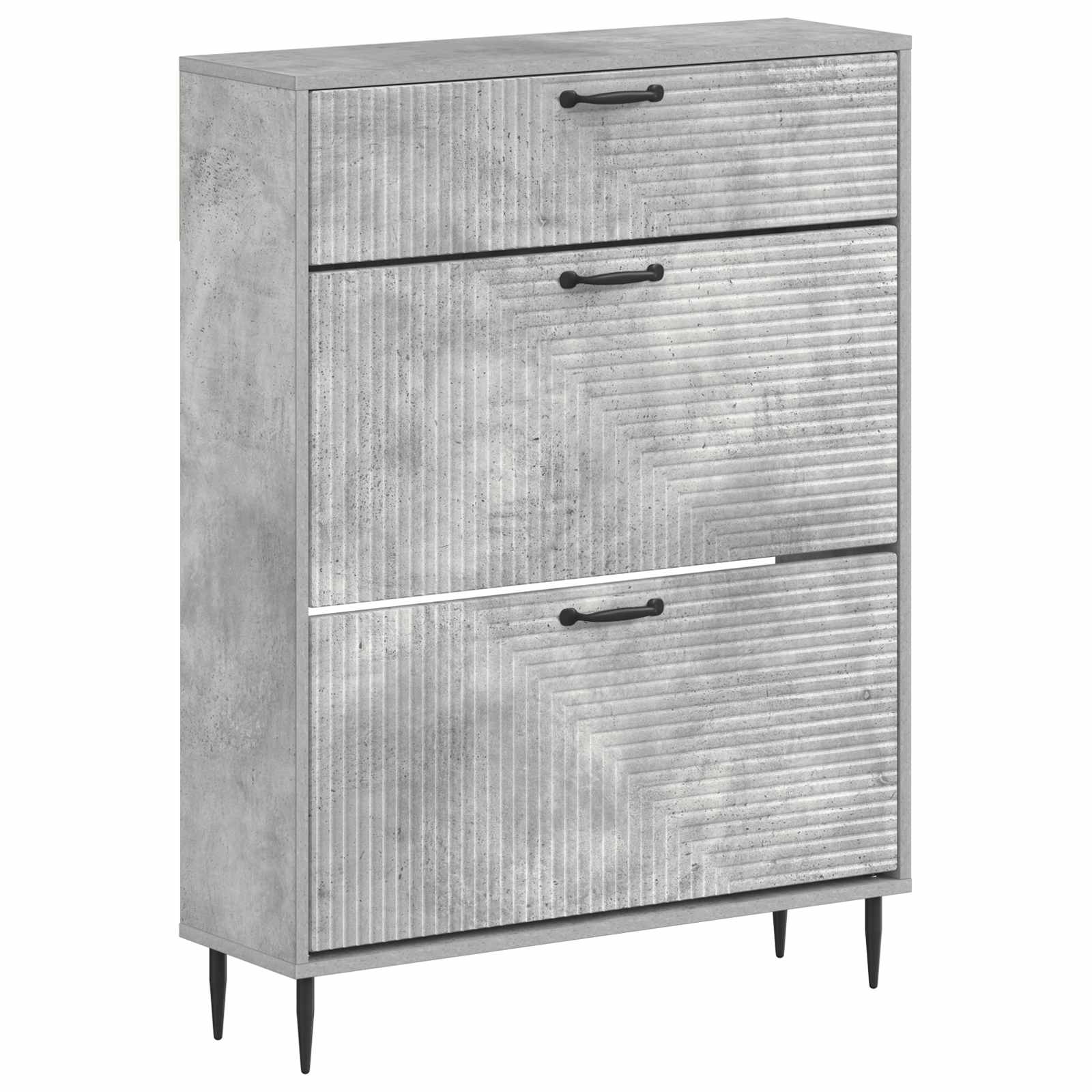 Schoenenkast HAARLEM 78 x 24 x 103 cm Bewerkt hout Betongrijs image 1