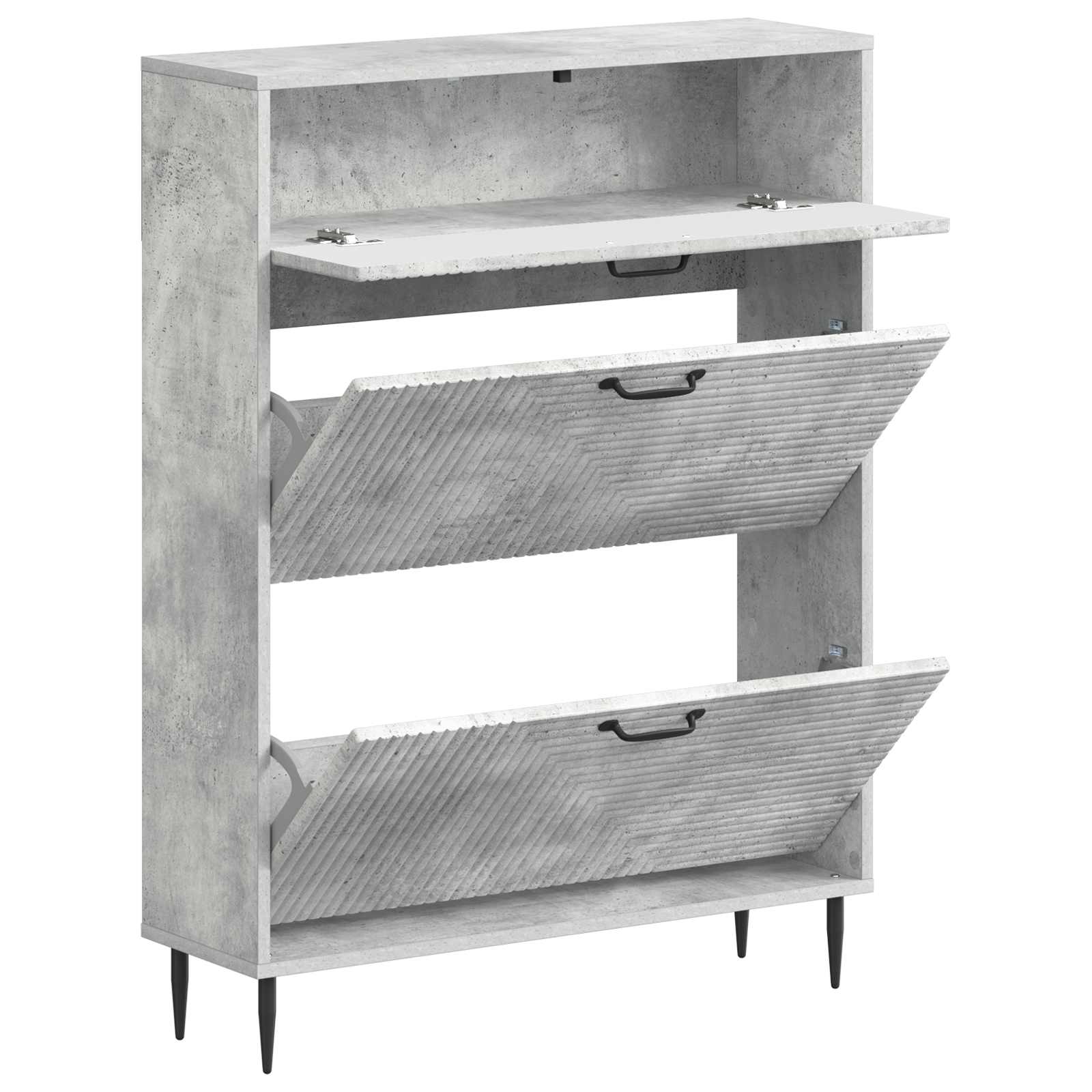 Schoenenkast HAARLEM 78 x 24 x 103 cm Bewerkt hout Betongrijs image 2