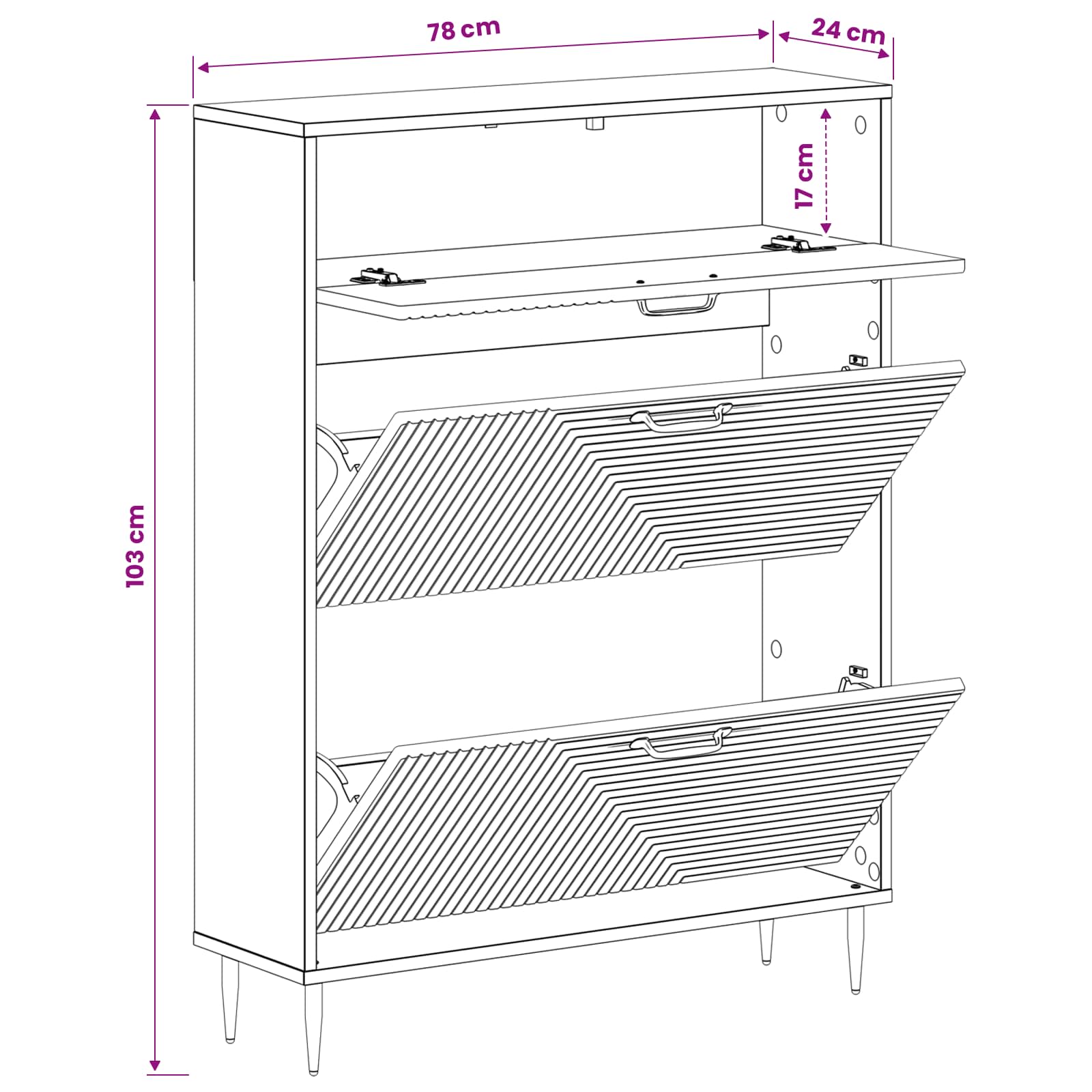 Schoenenkast HAARLEM 78 x 24 x 103 cm Bewerkt hout Betongrijs image 8
