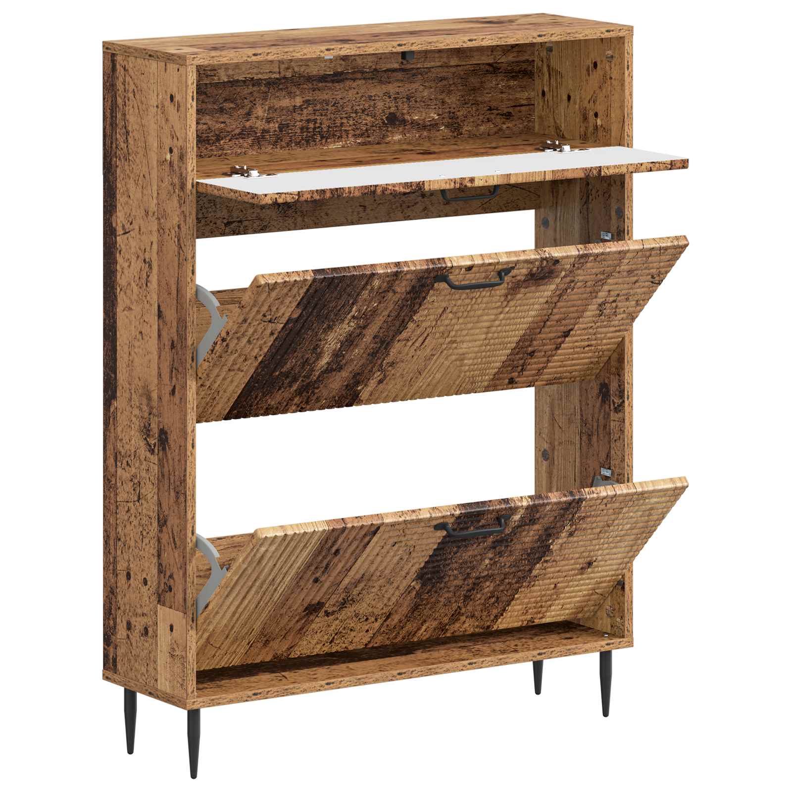 Schoenenkast HAARLEM 78 x 24 x 103 cm Bewerkt hout Oud hout image 2