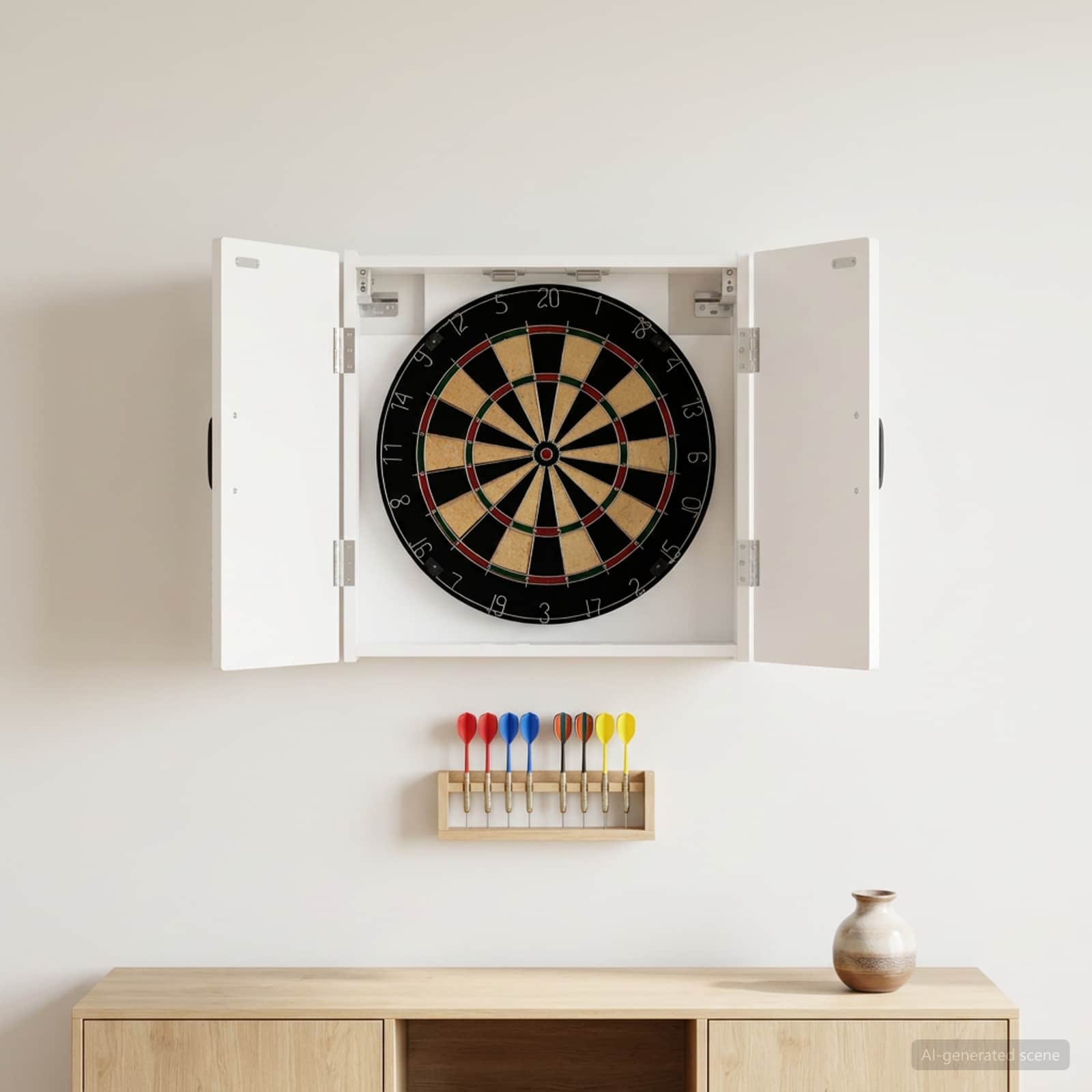 Dartbord Kabinet UTRECHT Hoogglans Wit 52,5 x 10,5 x 53,5 cm