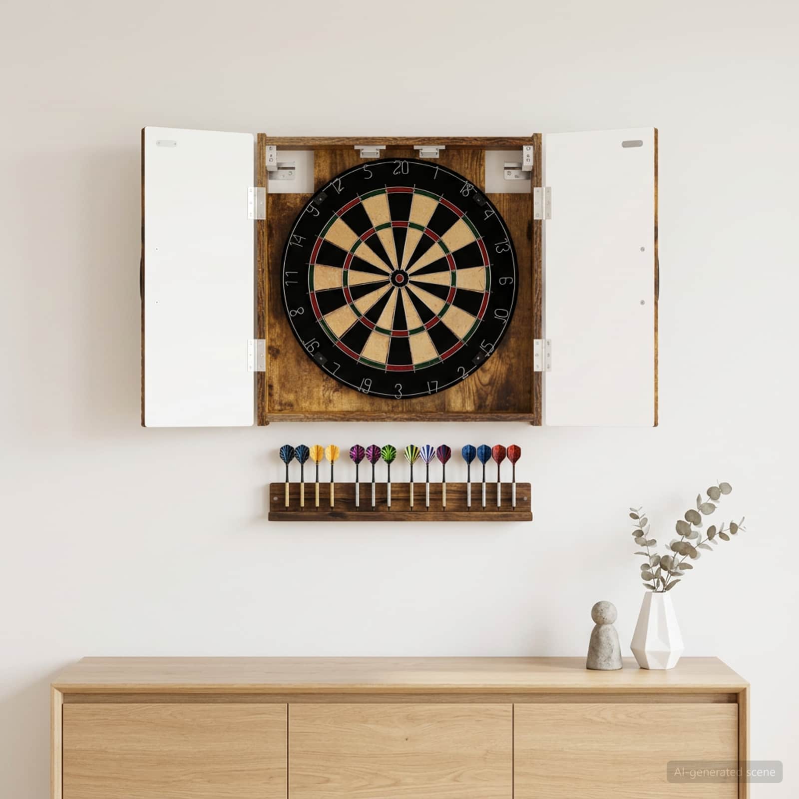 vidaXL Dartboard Skab HOORN Røget eg 52,5 x 10,5 x 53,5 cm