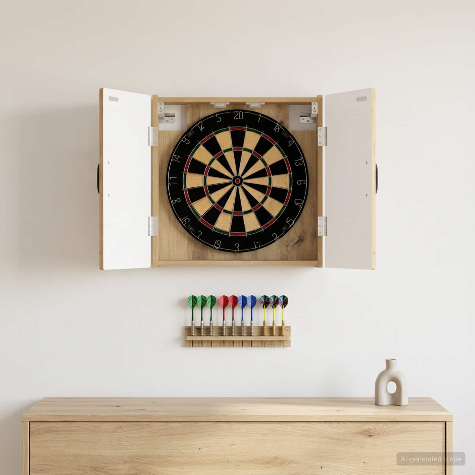 vidaXL Dartboard Skab HAARLEM Artisan-eg 52,5 x 10,5 x 53,5 cm
