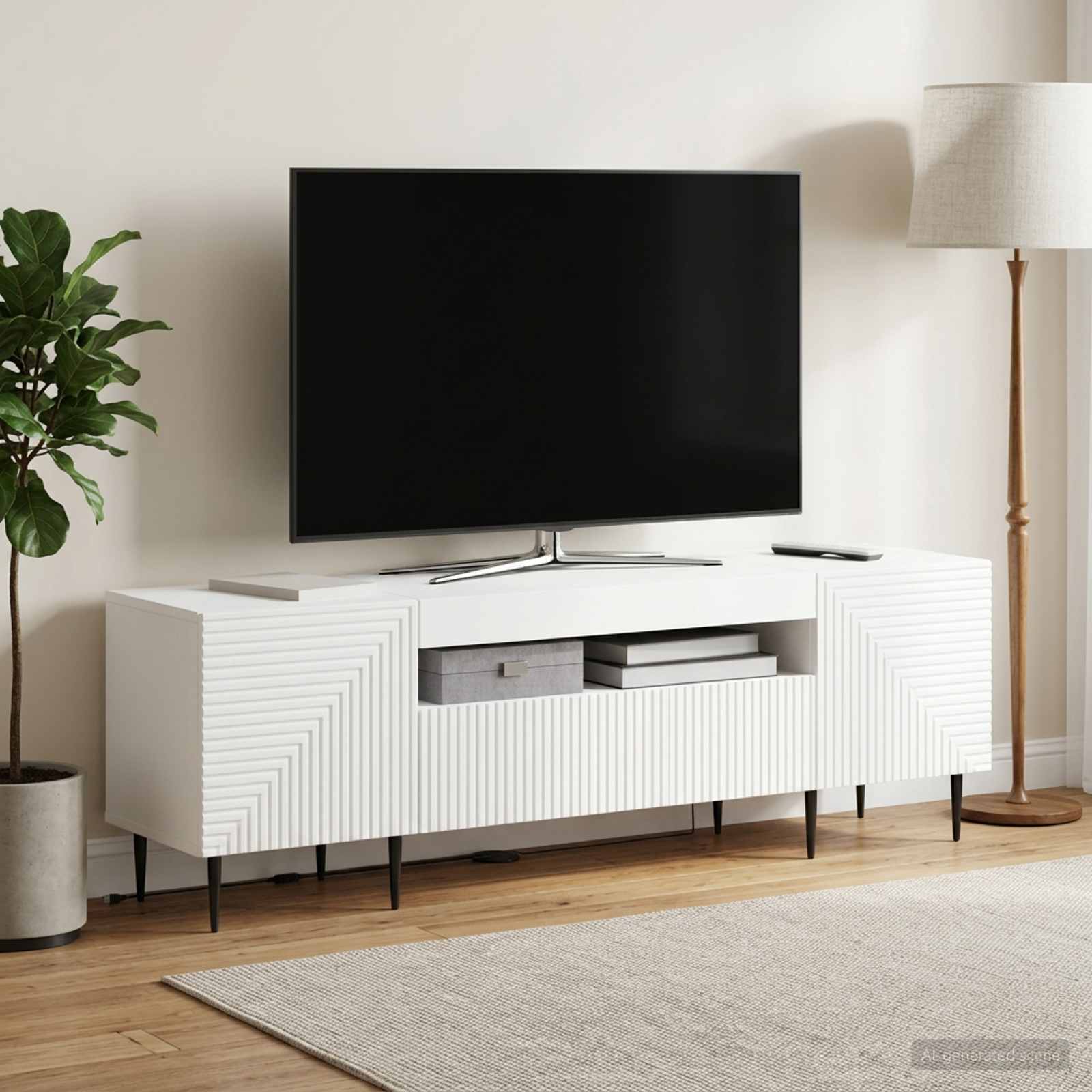 LED TV-kaappi valkoinen Tekninen puu