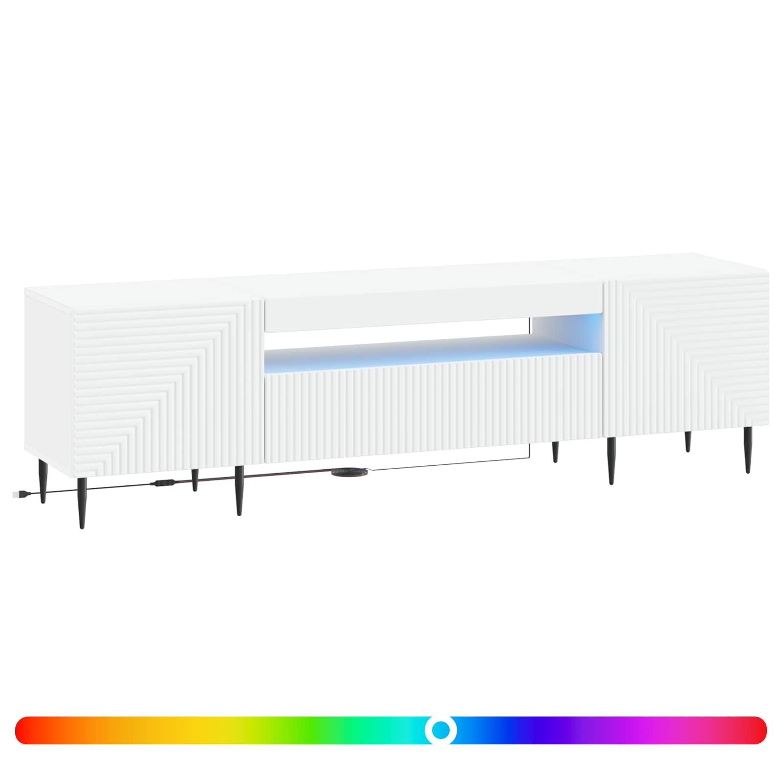 LED TV-kaappi valkoinen Tekninen puu - Image 2