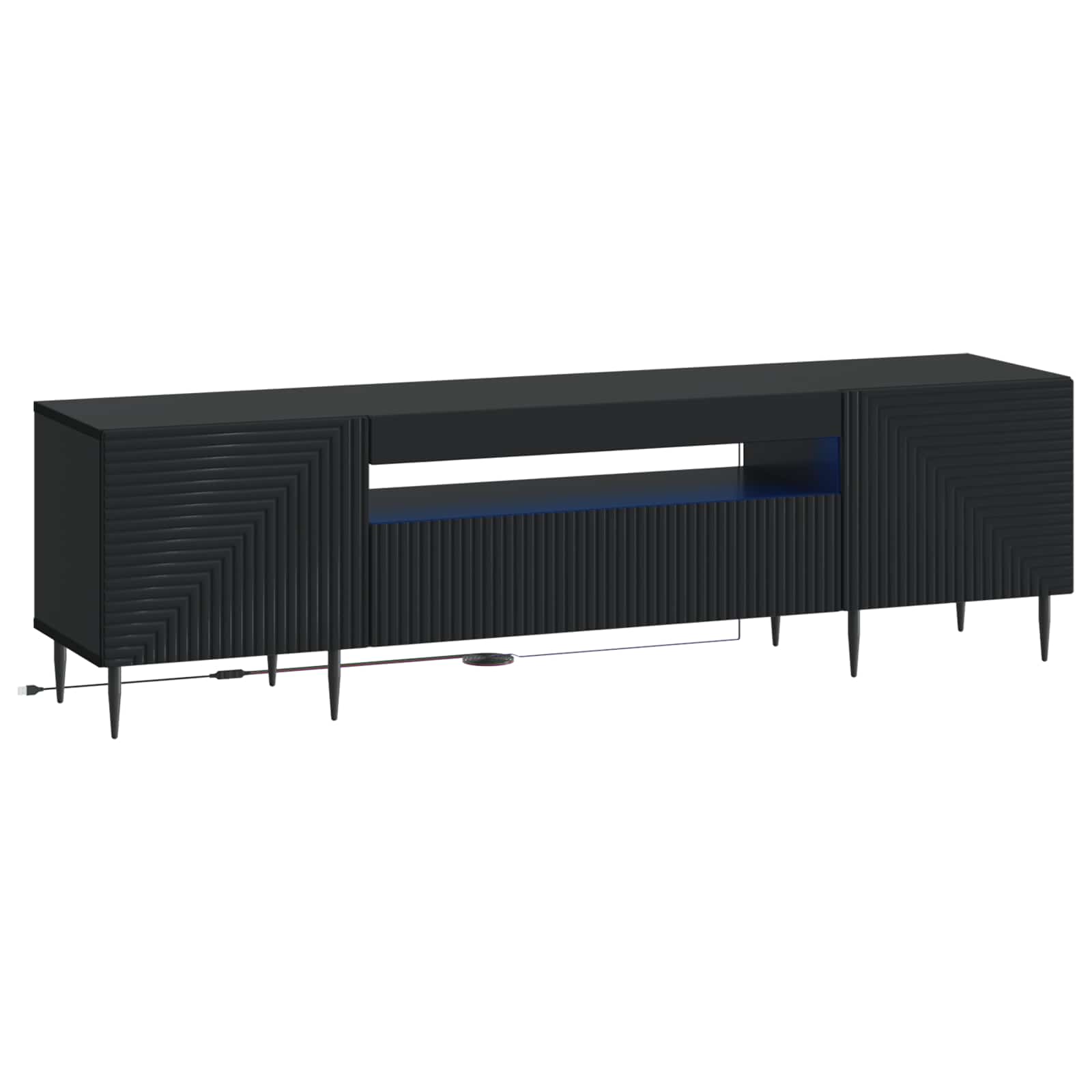 LED TV-kaappi Musta Tekninen puu