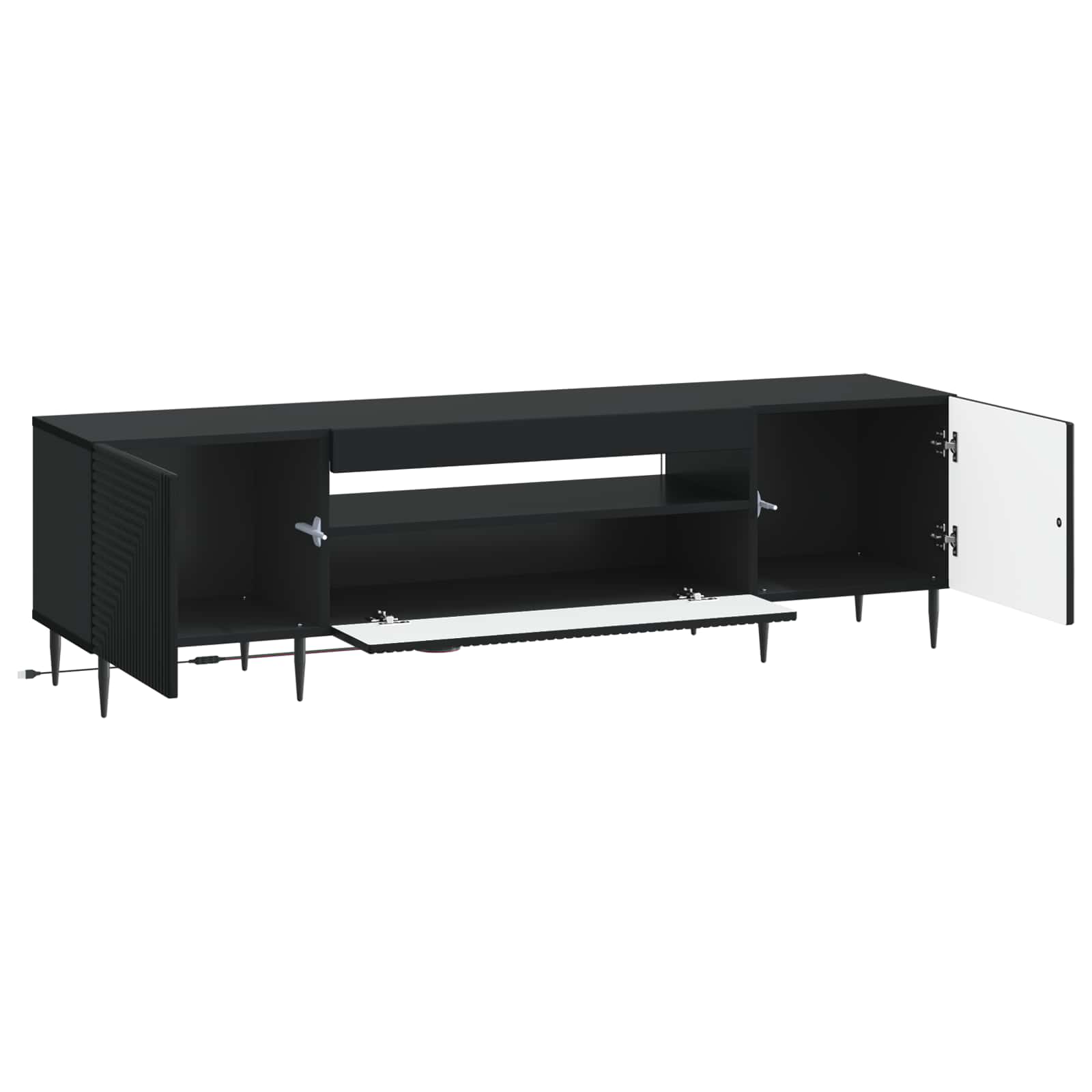LED TV-kaappi Musta Tekninen puu - Image 3