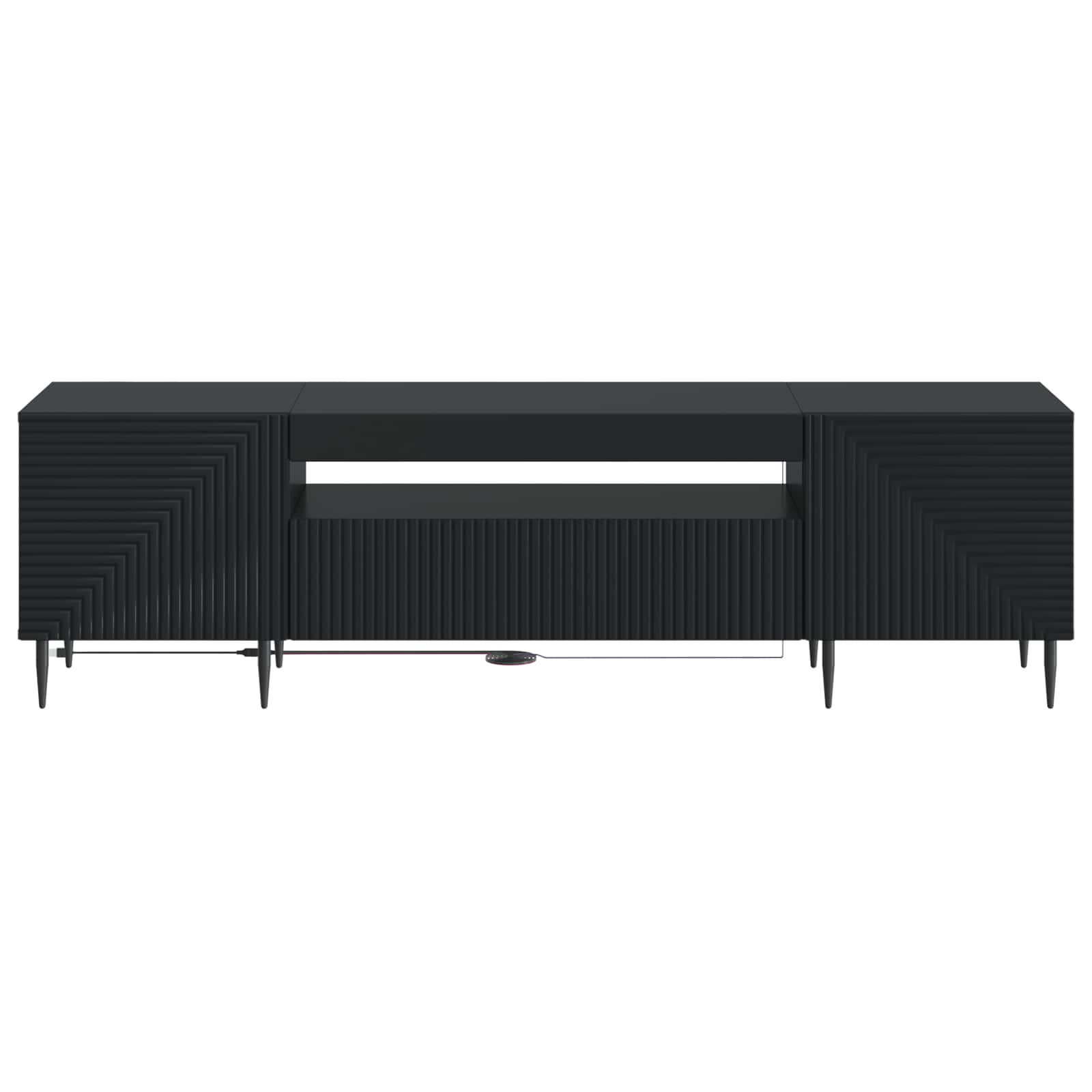 LED TV-kaappi Musta Tekninen puu - Image 4