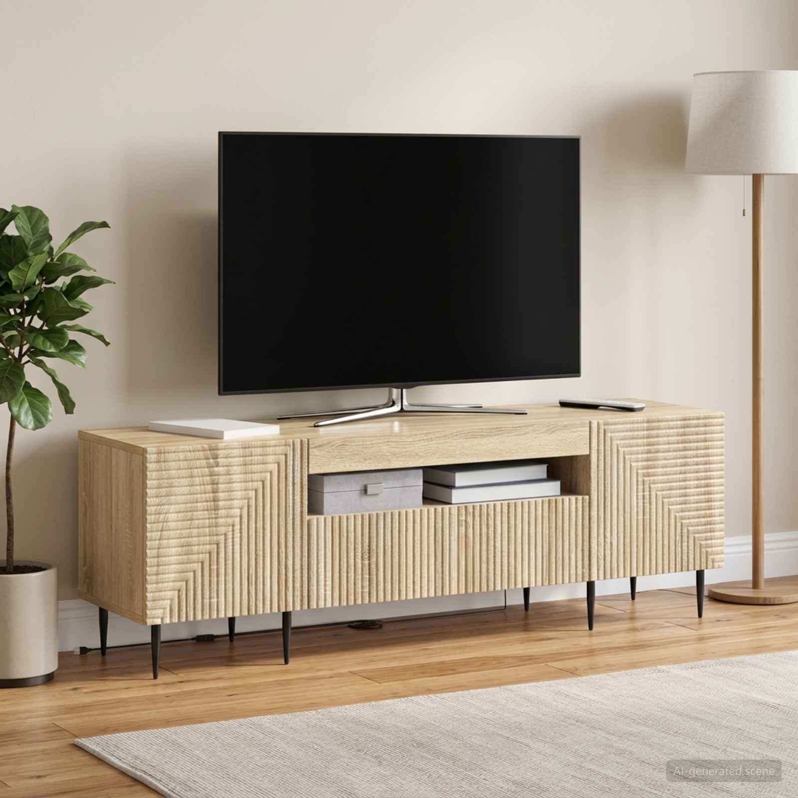 LED TV-kaappi HAARLEM 153 x 35 x 43 cm Sonoma-tammi - Image 4