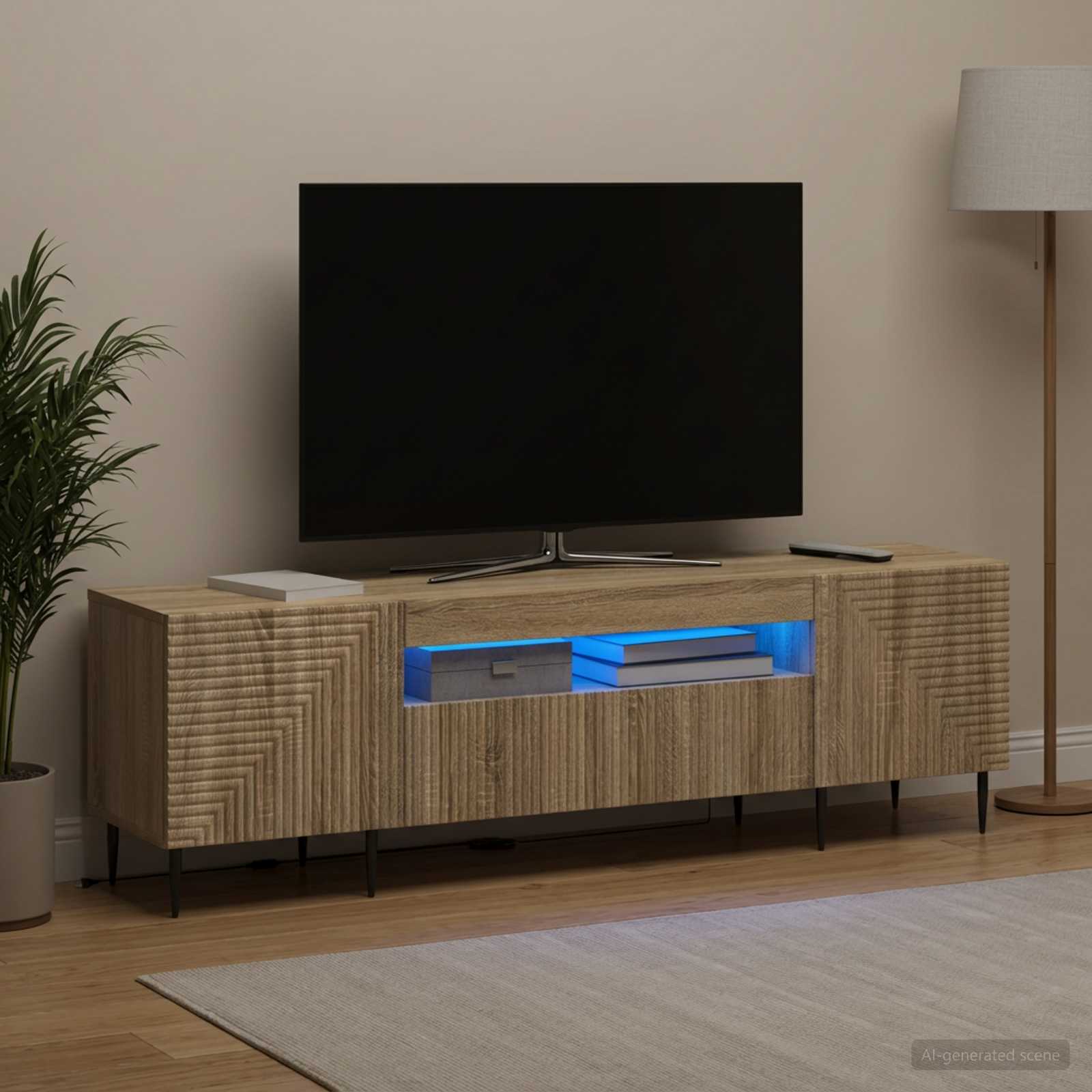 LED TV-kaappi Sonoma-tammi Tekninen puu