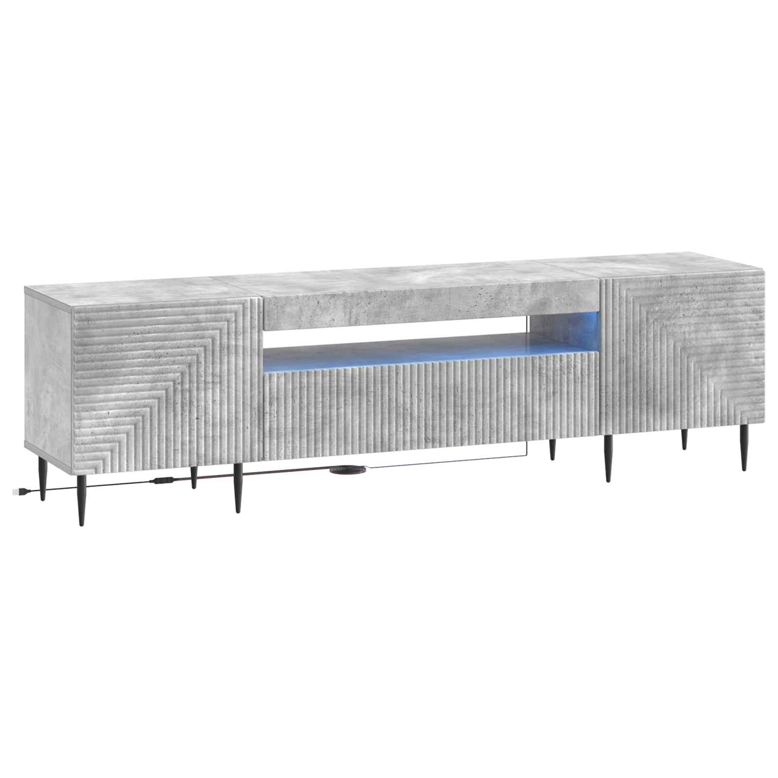 LED TV-kaappi Betoninharmaa Tekninen puu