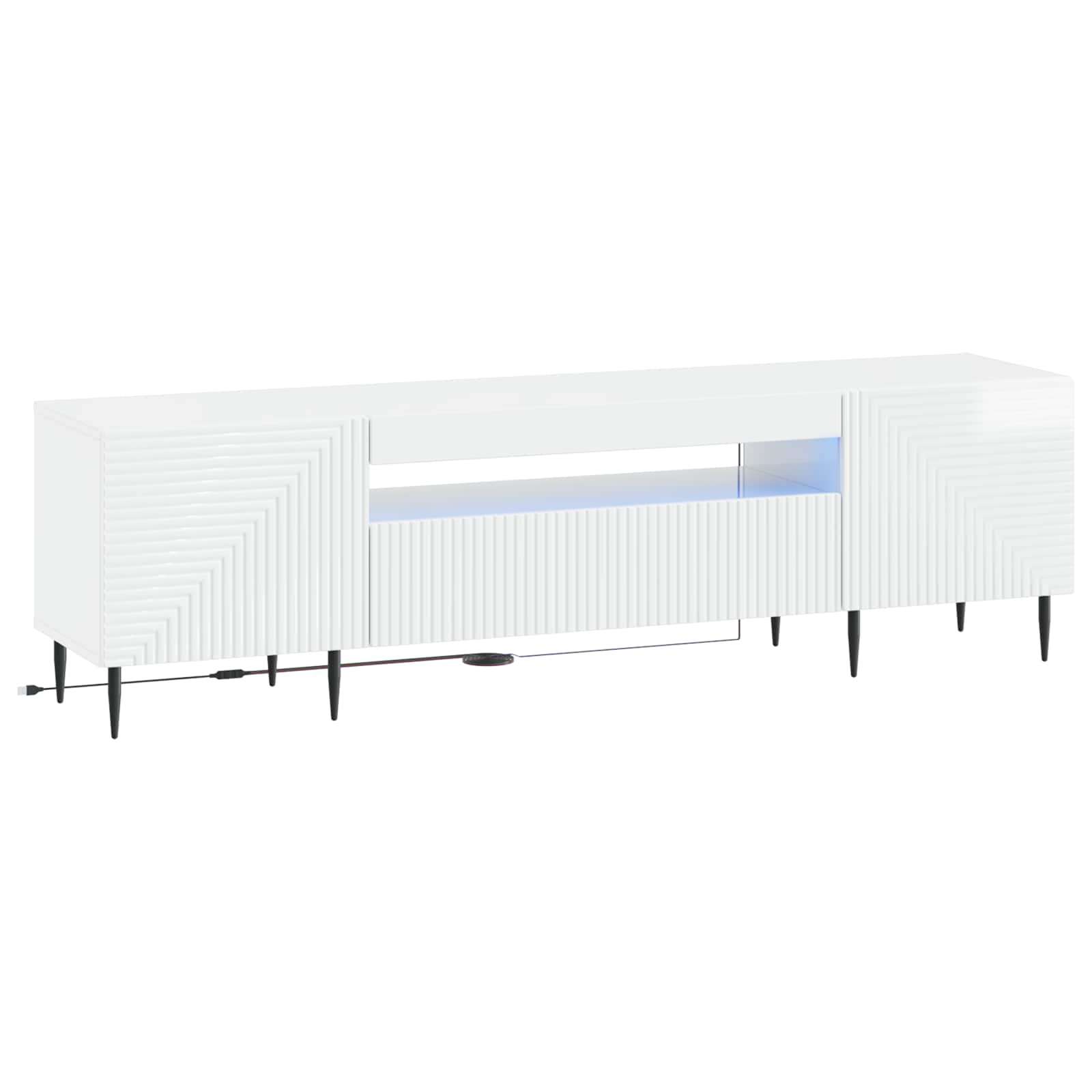 LED TV-kaappi Korkeakiiltoinen valkoinen Tekninen puu
