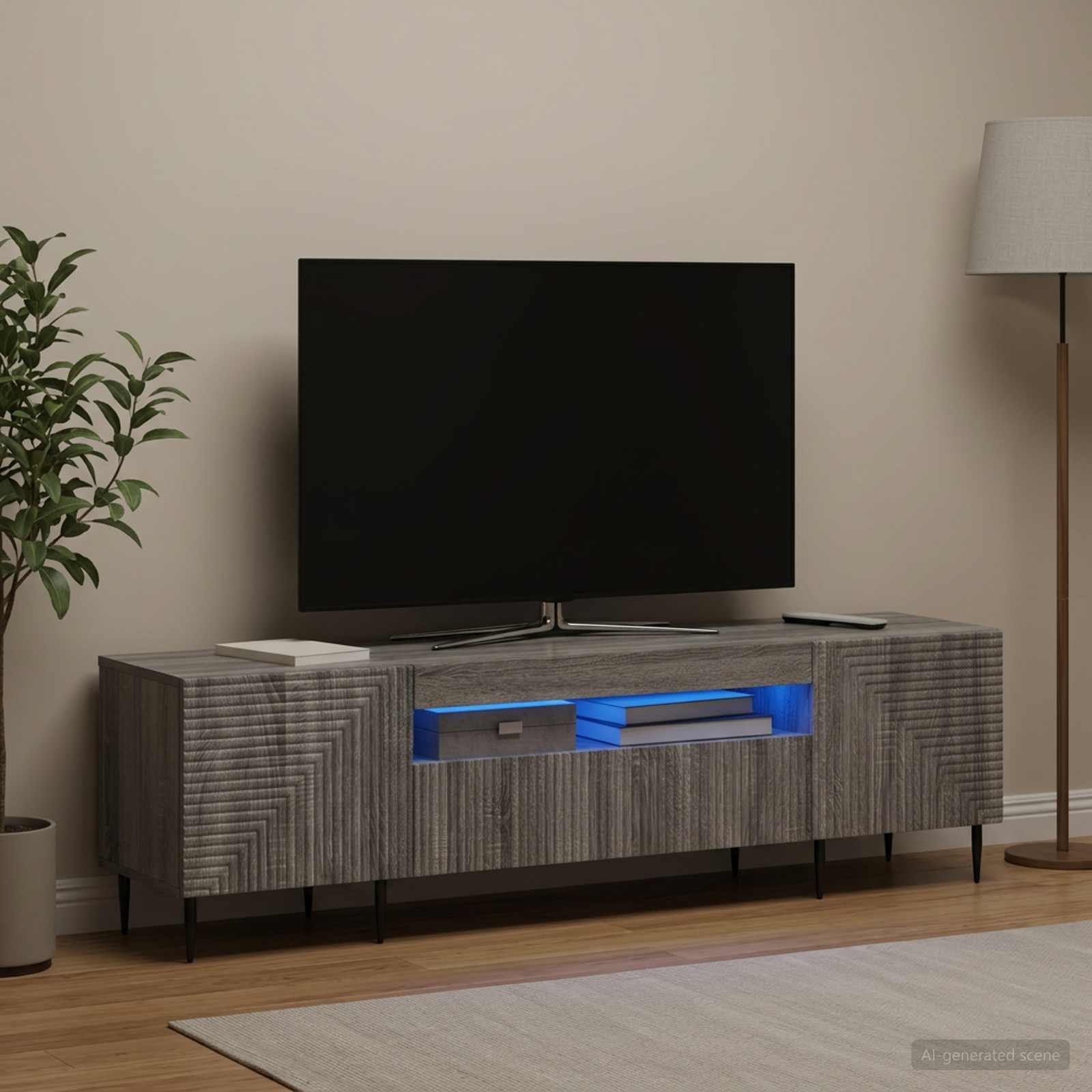 LED TV-kaappi HAARLEM 153 x 35 x 43 cm Harmaa Sonoma - Image 4