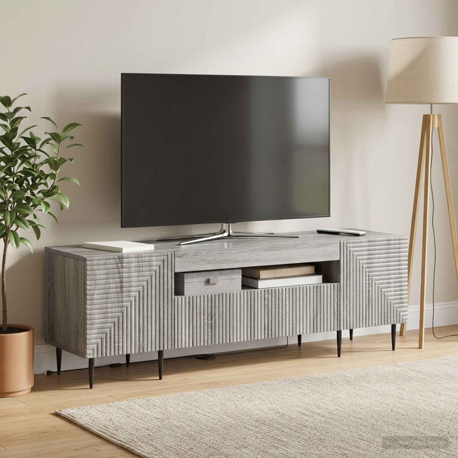 LED TV-kaappi Harmaa Sonoma Tekninen puu