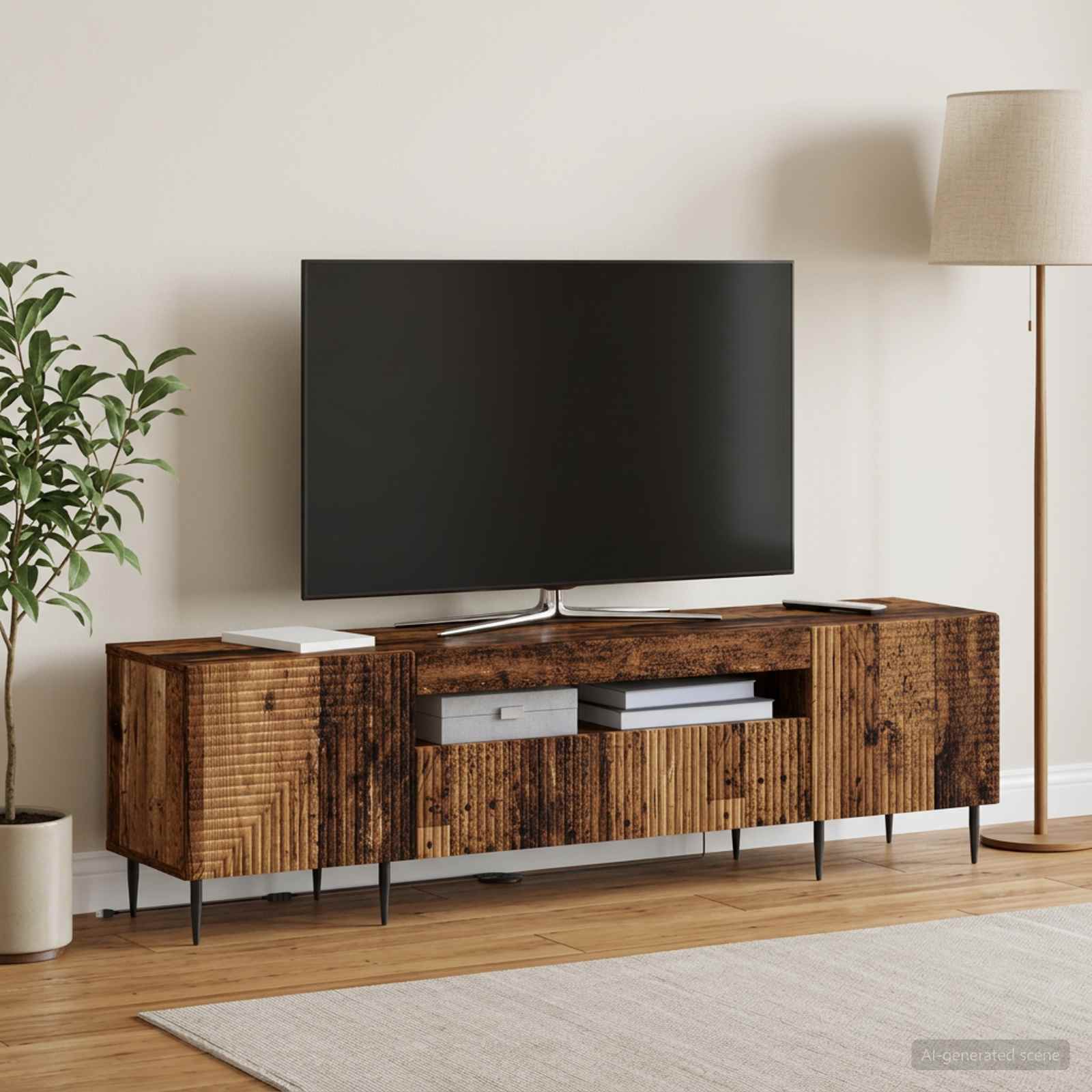 LED TV-kaappi Vanha puu Tekninen puu