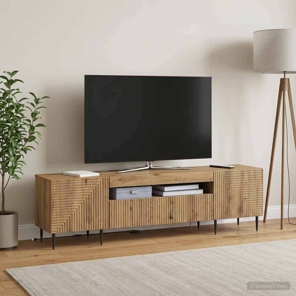 LED TV-skab HAARLEM 153 x 35 x 43 cm Konstrueret træ - Billede 4