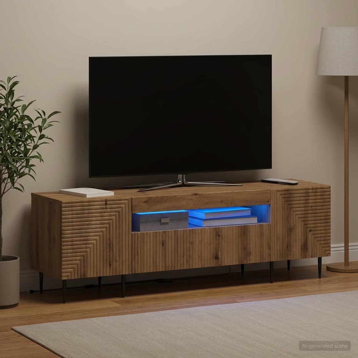 LED TV-skab HAARLEM 153 x 35 x 43 cm Konstrueret træ