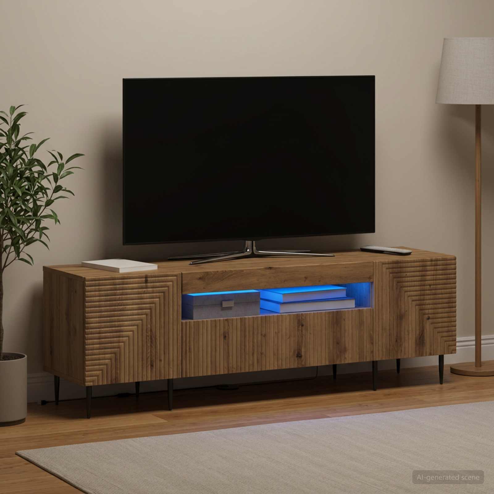 LED TV-kaappi Artisaanitammi Tekninen puu