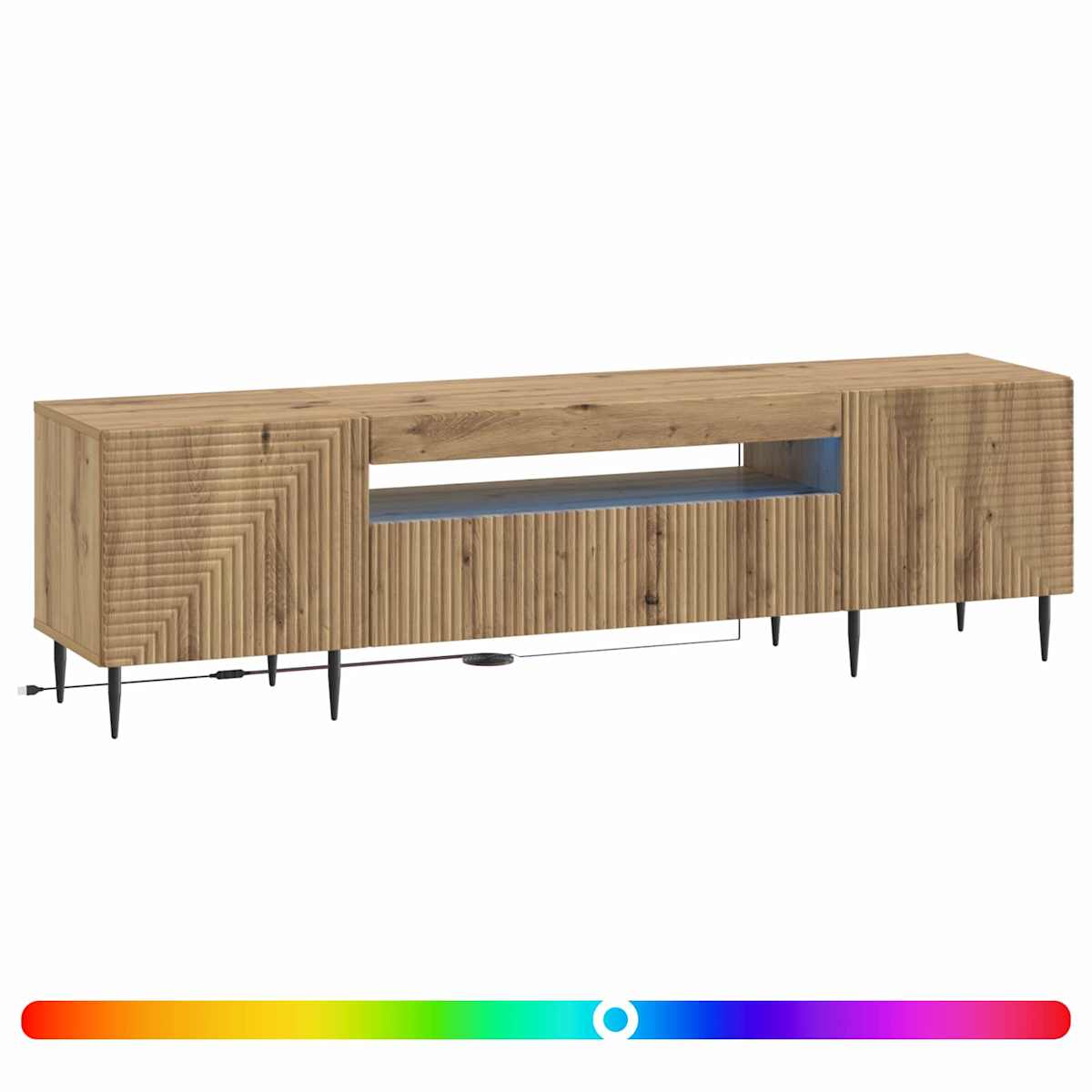 LED TV-skab HAARLEM 153 x 35 x 43 cm Konstrueret træ - Billede 3