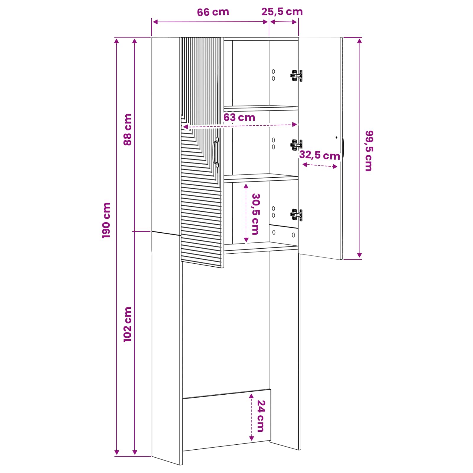 Toilet Cabinet HAARLEM size guide
