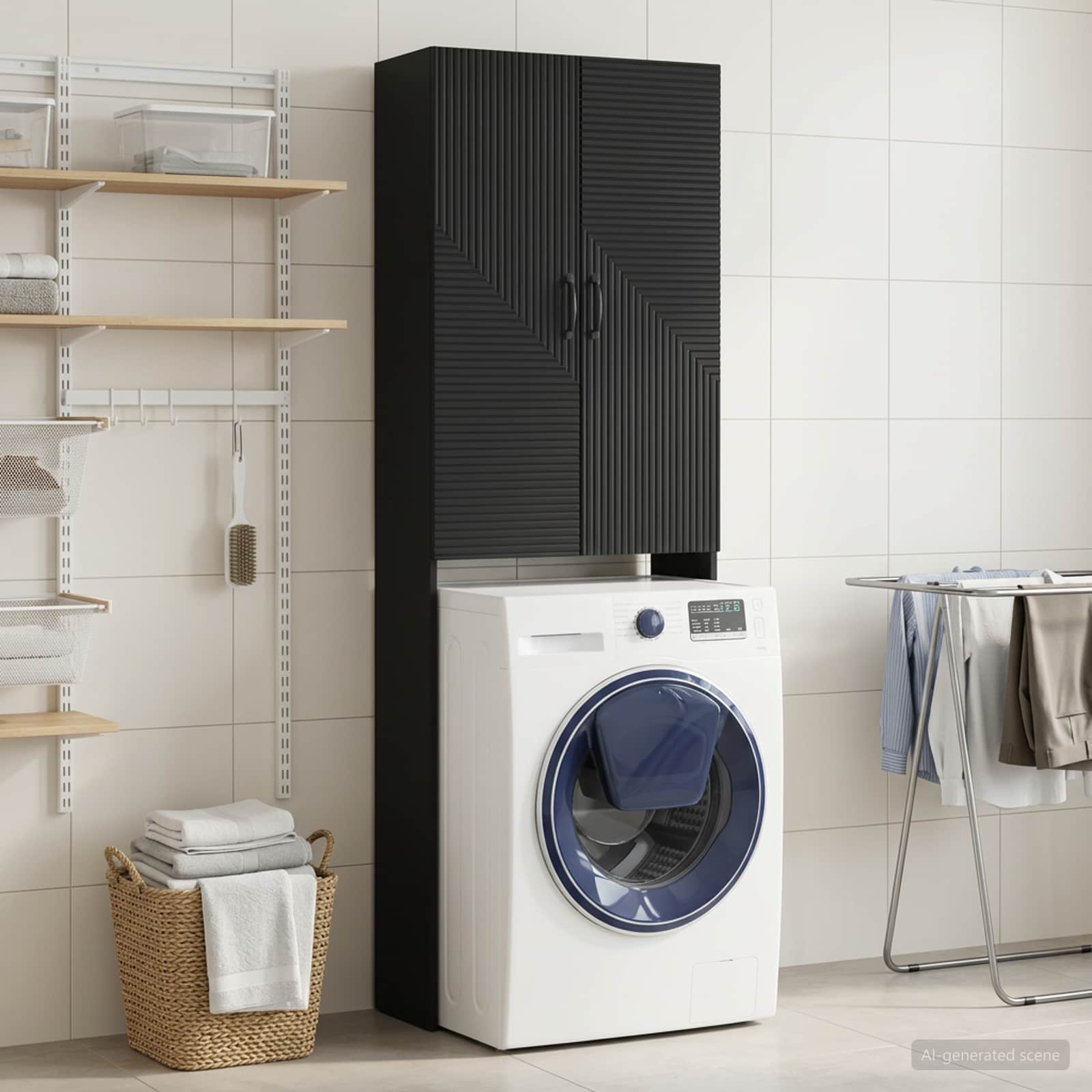 Toiletkast HAARLEM Zwart 66 x 25,5 x 190 cm Bewerkt hout