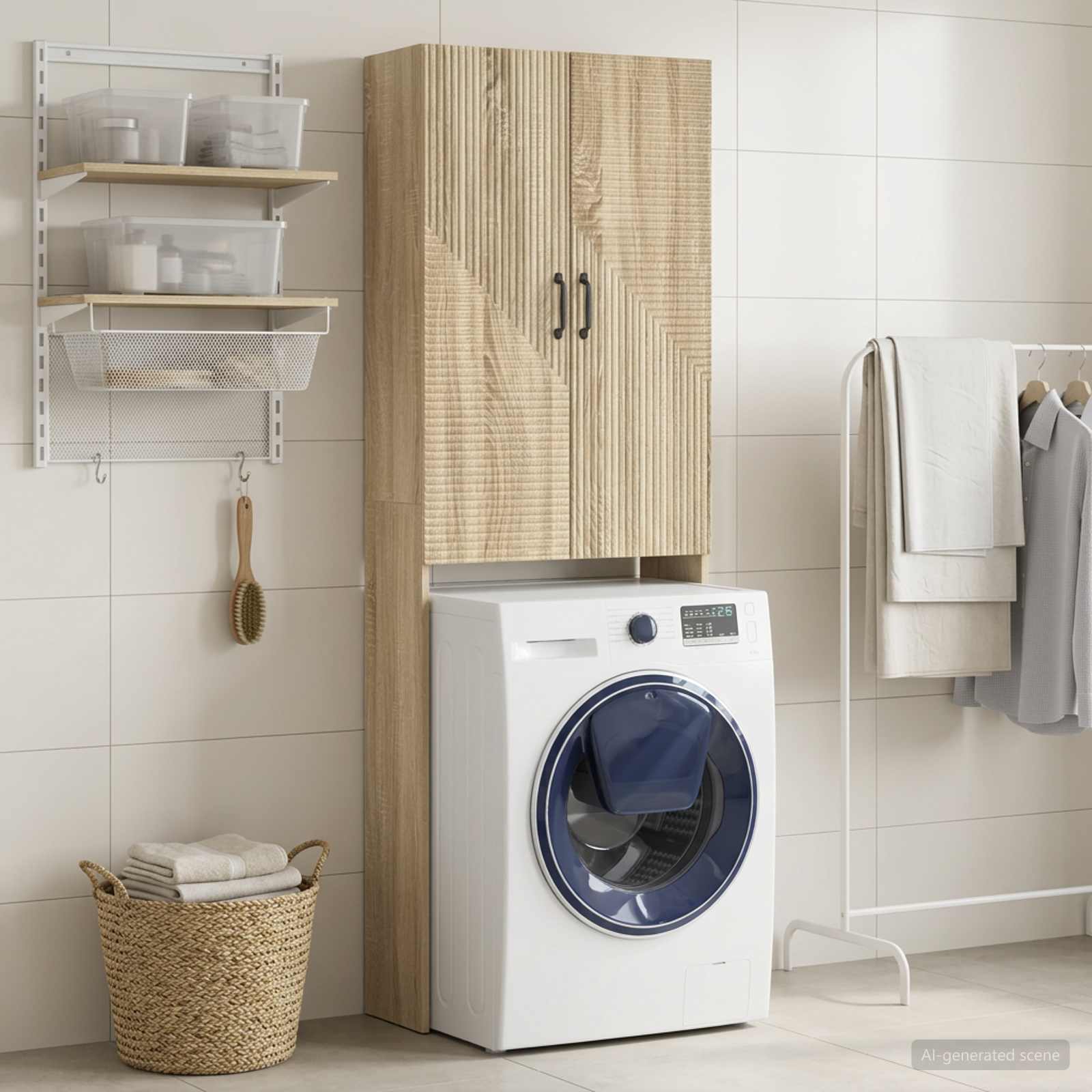 vidaXL Toalett skåp HAARLEM Sonoma-ek 66 x 25,5 x 190 cm