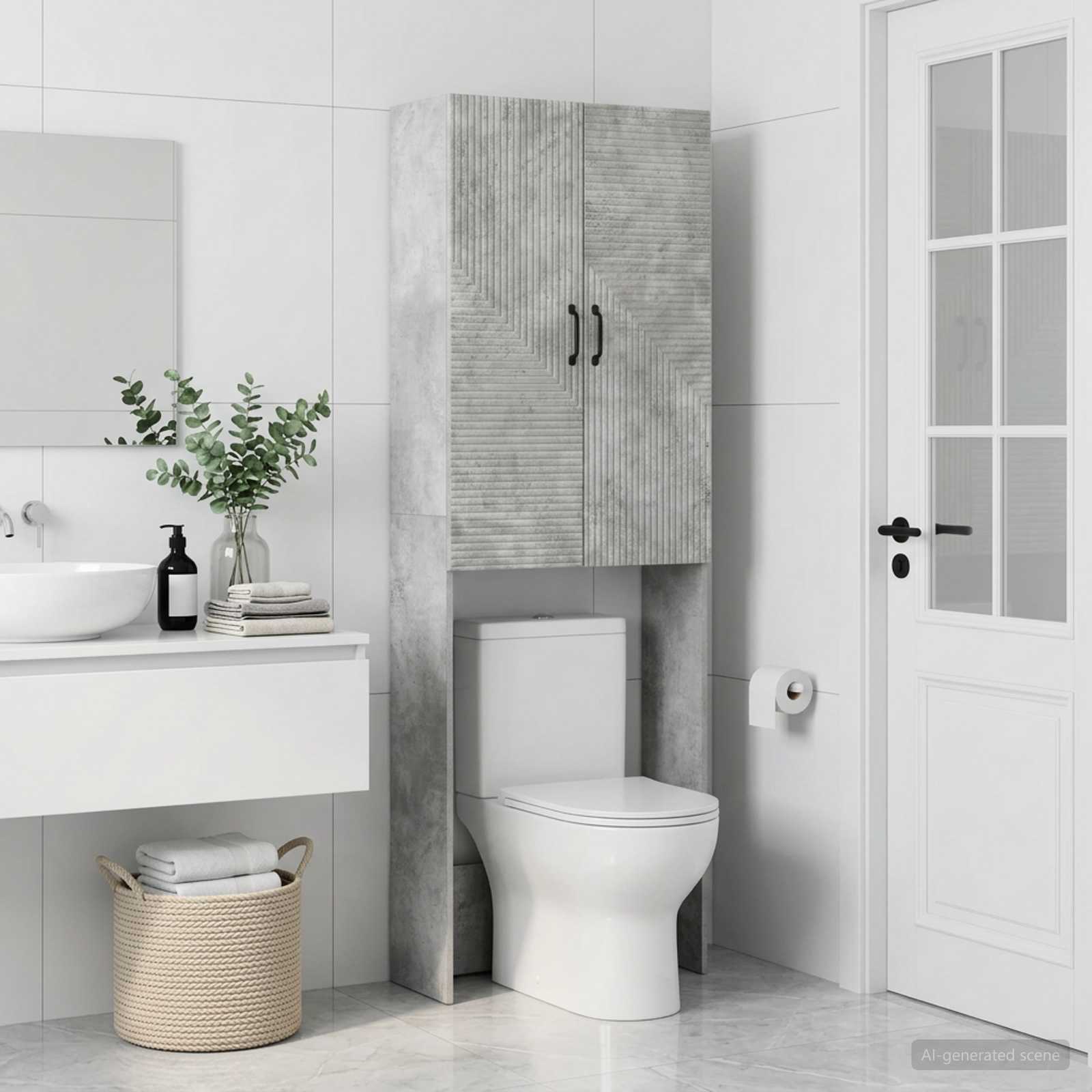 vidaXL Toalett skåp HAARLEM Betonggrå 66 x 25,5 x 190 cm