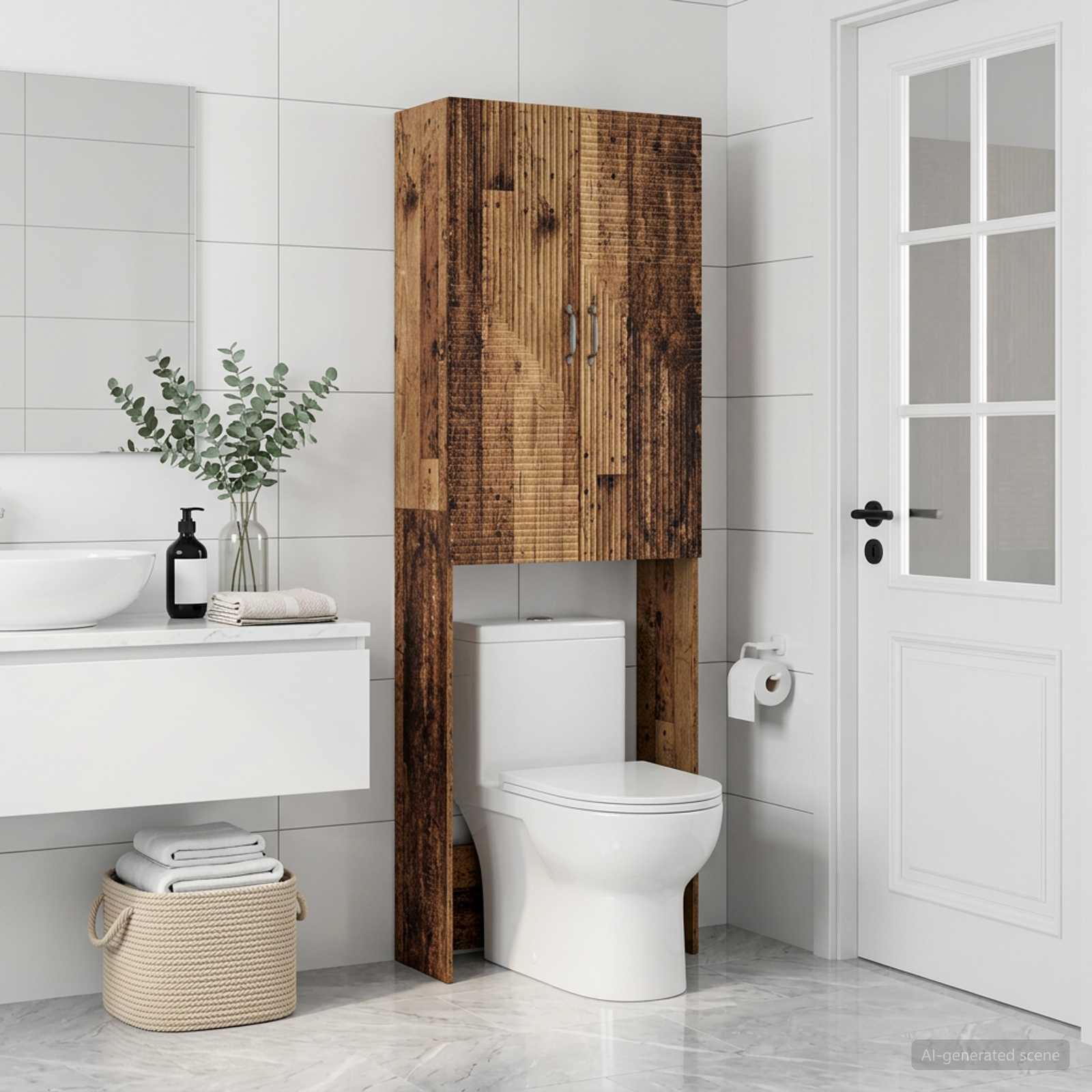 vidaXL Toalett skåp HAARLEM Gammalt trä 66 x 25,5 x 190 cm
