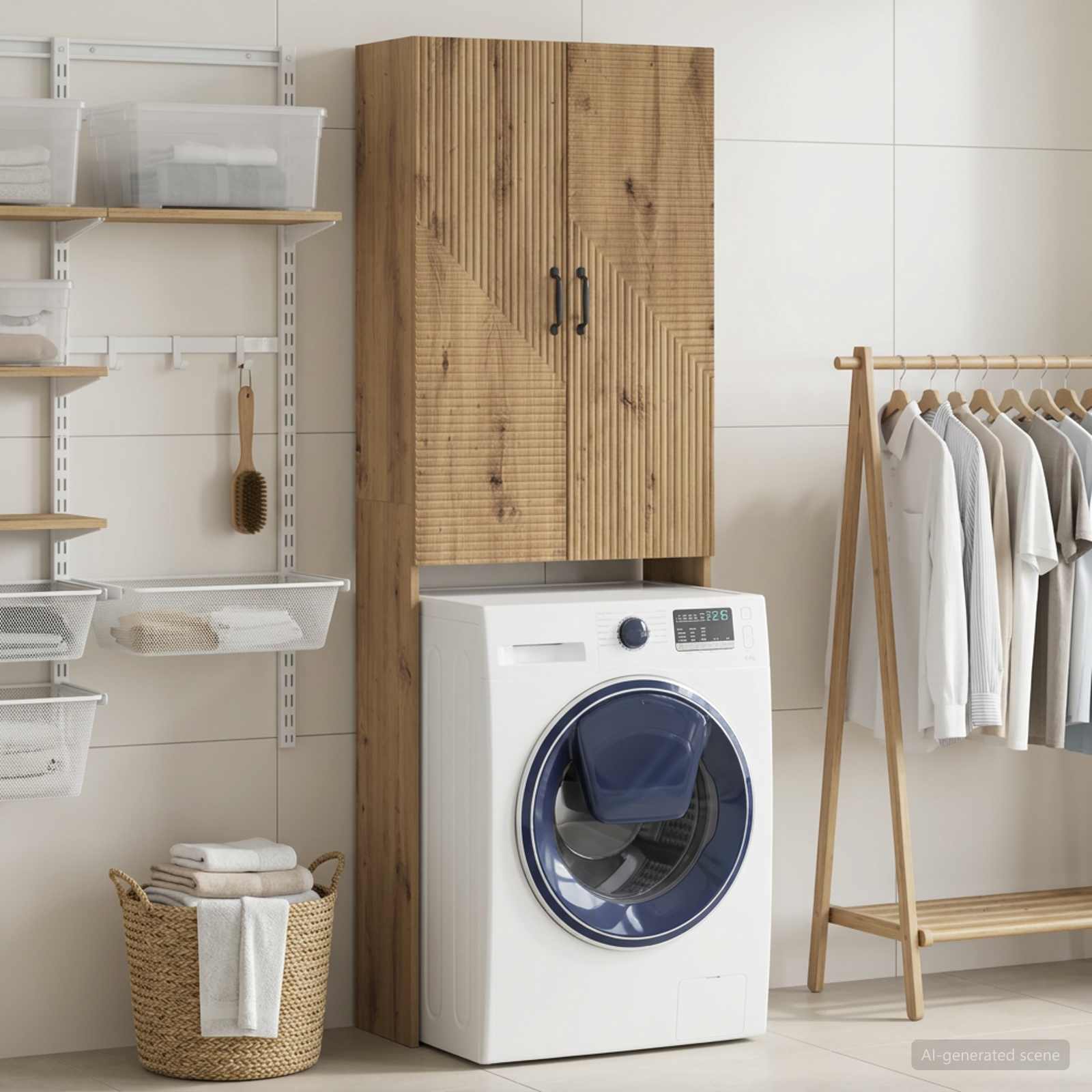 vidaXL Toilettenschrank HAARLEM Artisan-Eiche 66 x 25,5 x 190 cm