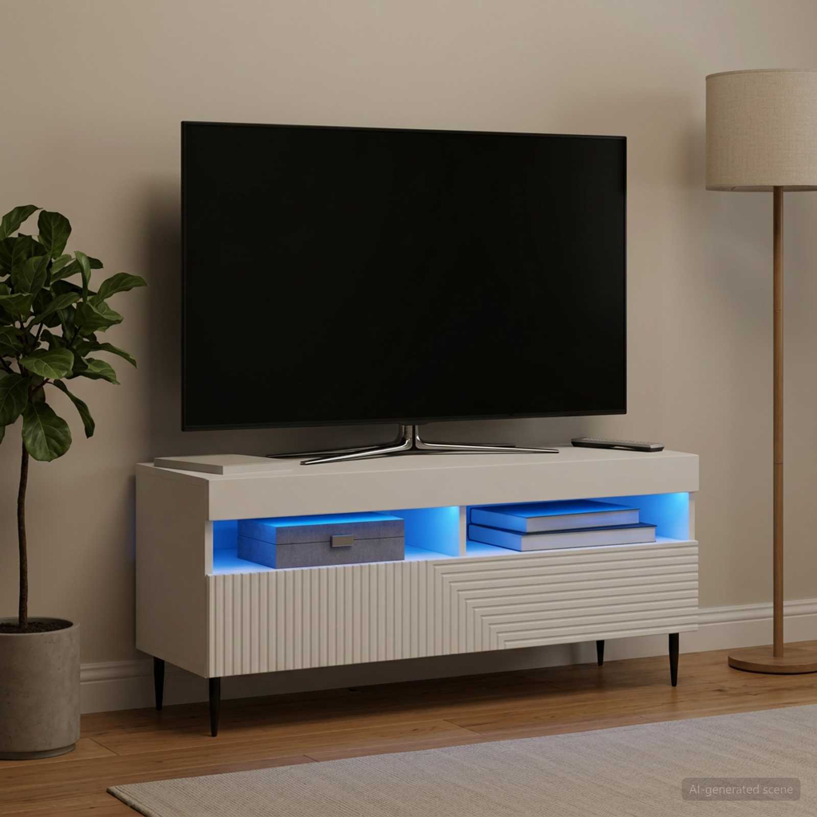 LED TV-kaappi valkoinen Tekninen puu