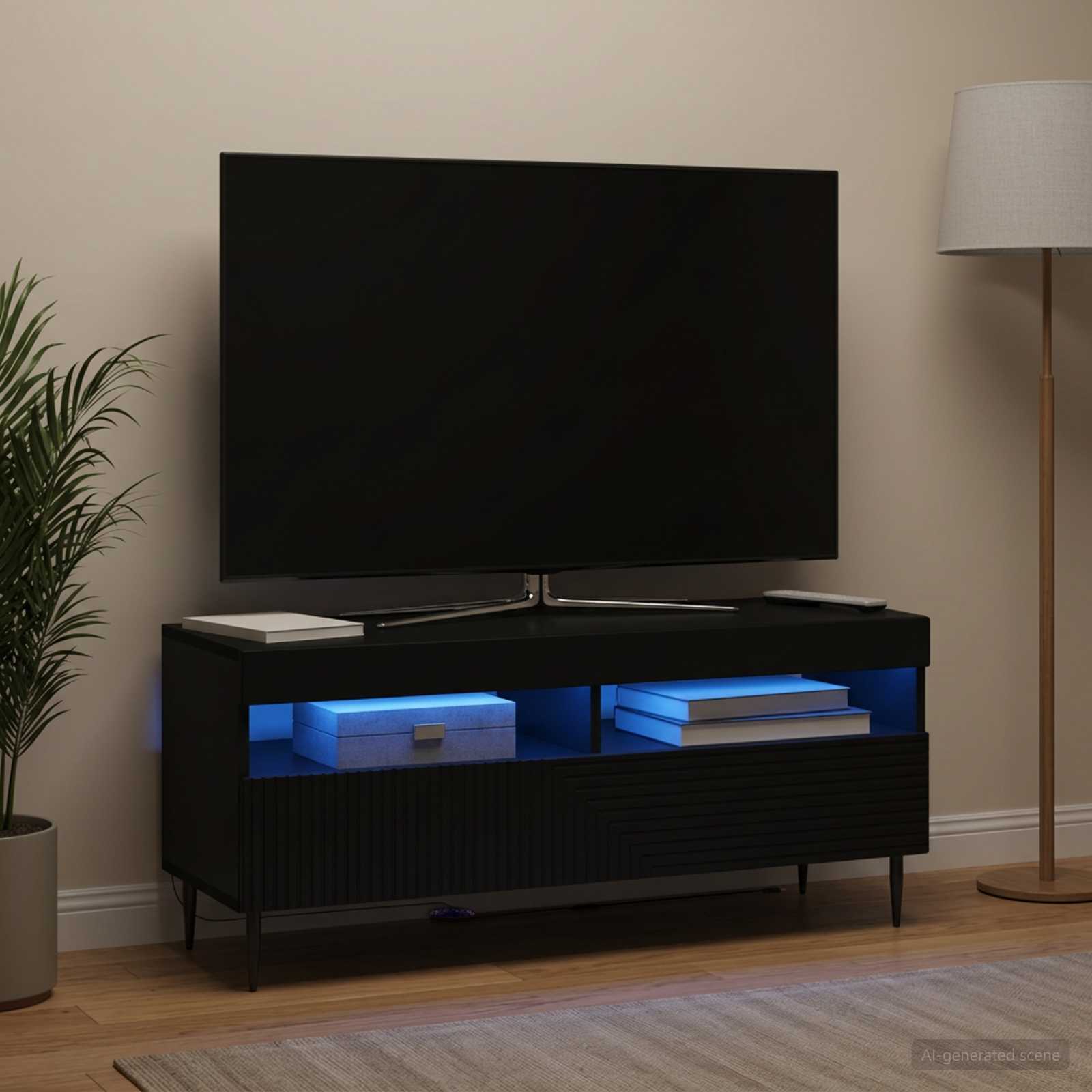 LED TV-kaappi HAARLEM 100 x 35 x 43 cm Musta Tekninen puu - Image 4