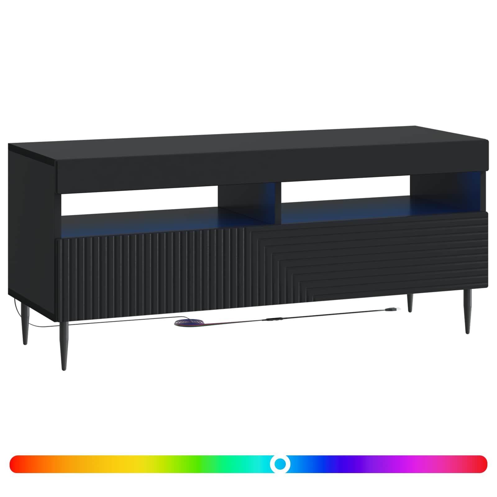LED TV-kaappi Musta Tekninen puu - Image 2